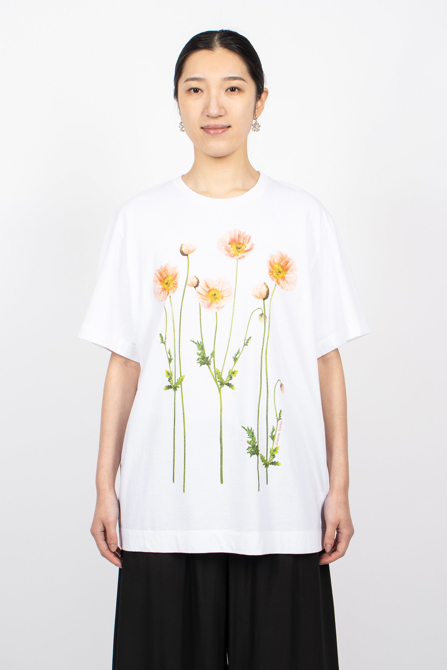 Poppy Field Print T-Shirt White