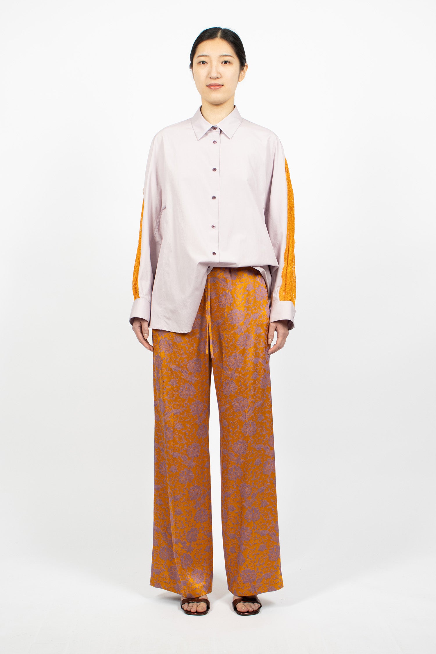 Lace Cocoon Shirt Lilac