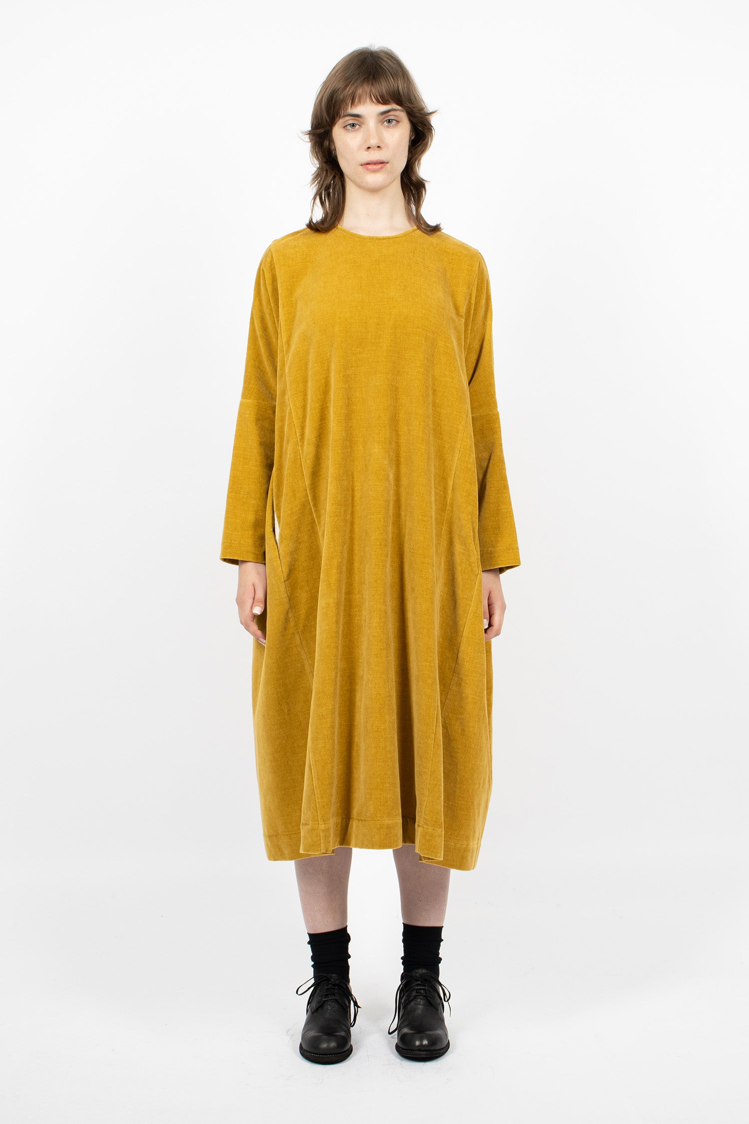 PYJ Rouch Velvet Dress Ocra