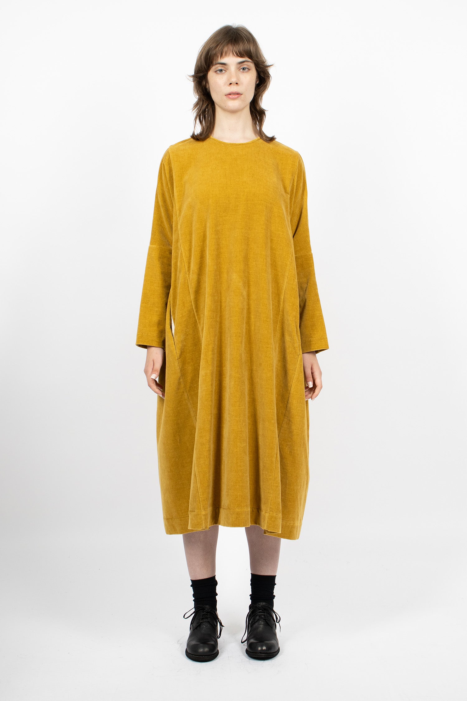 PYJ Rouch Velvet Dress Ocra