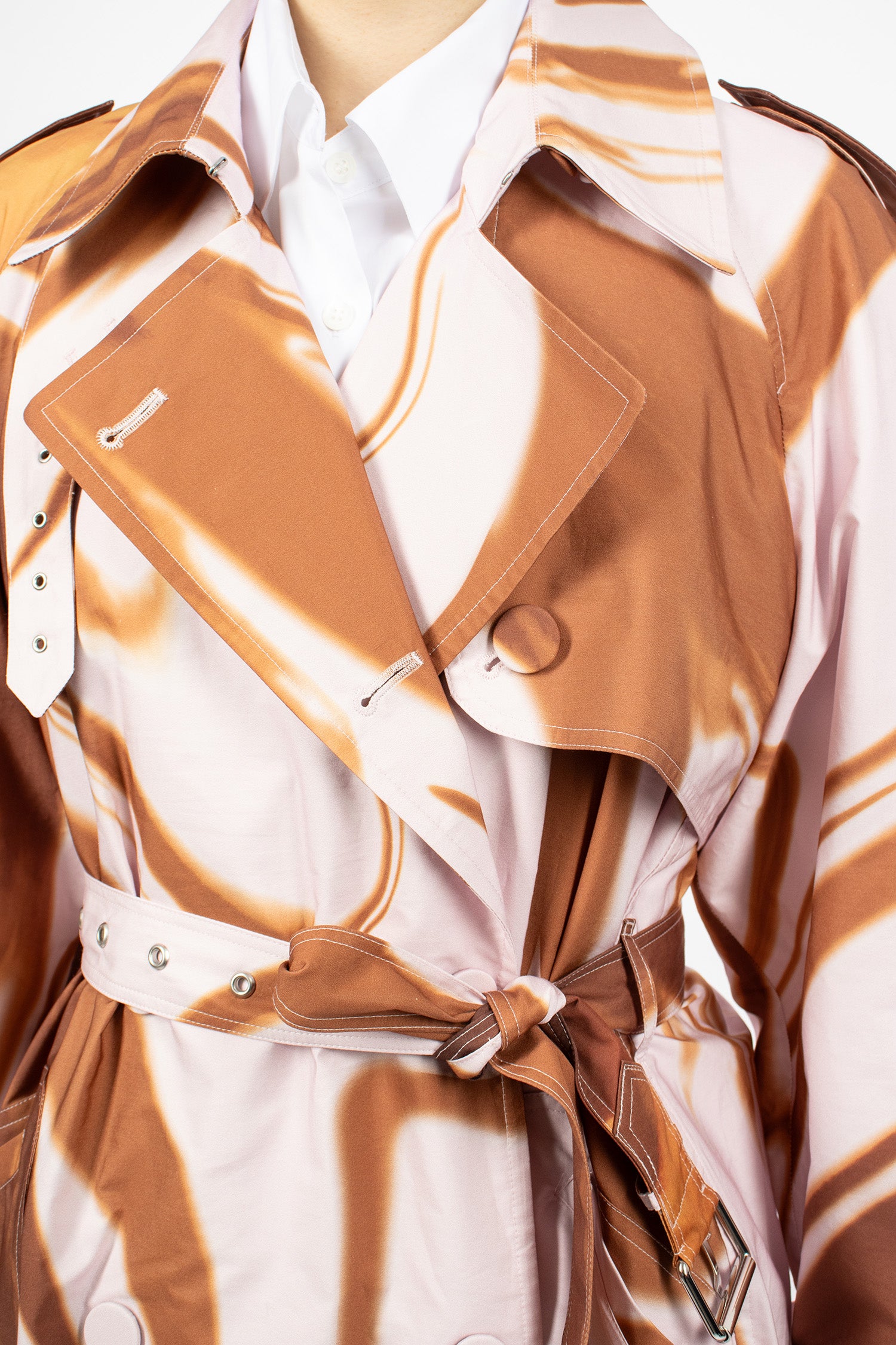 Printed Trench Coat Brown/Pink