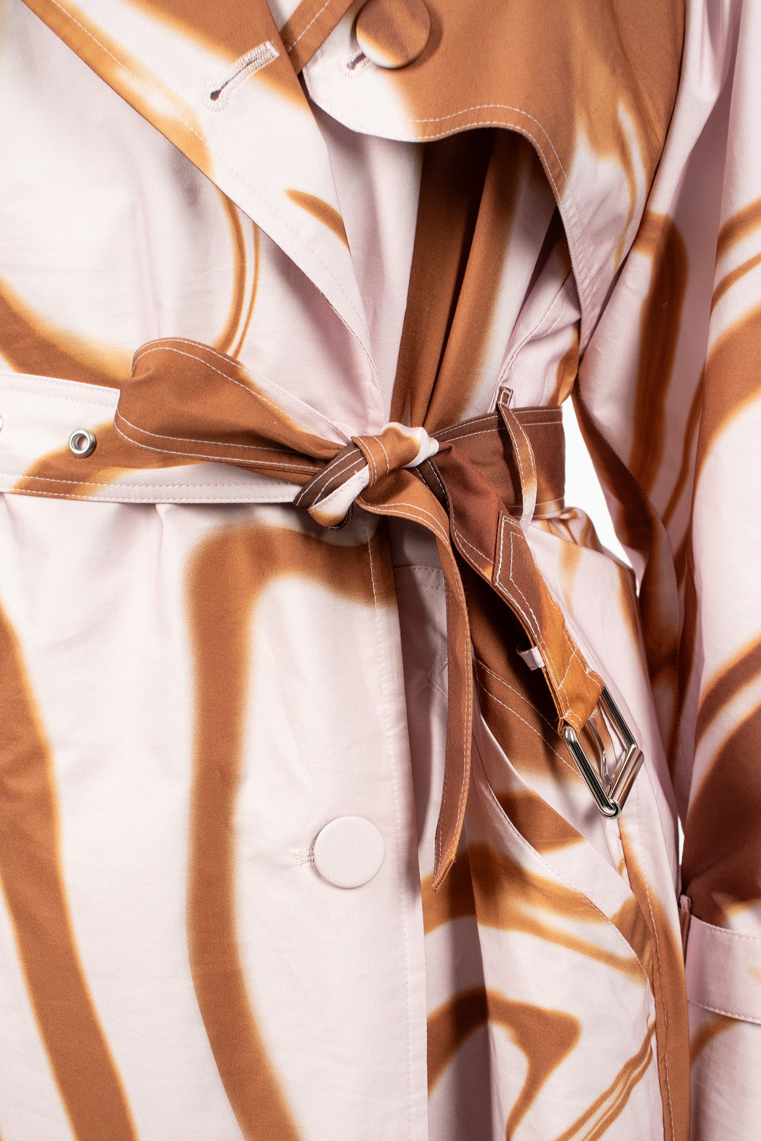 Printed Trench Coat Brown/Pink