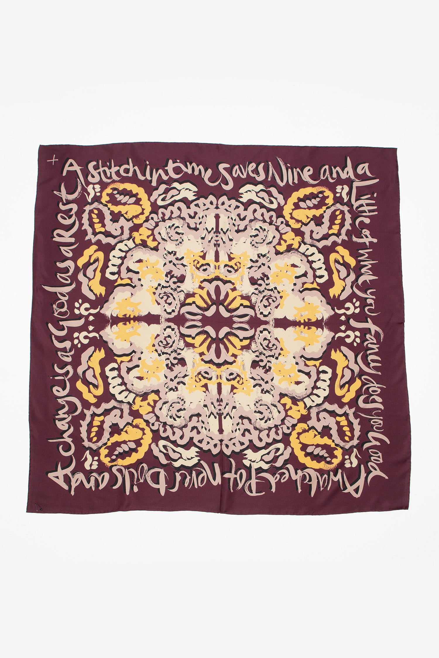The Ghilie Silk Twill Scarf Proverb Print