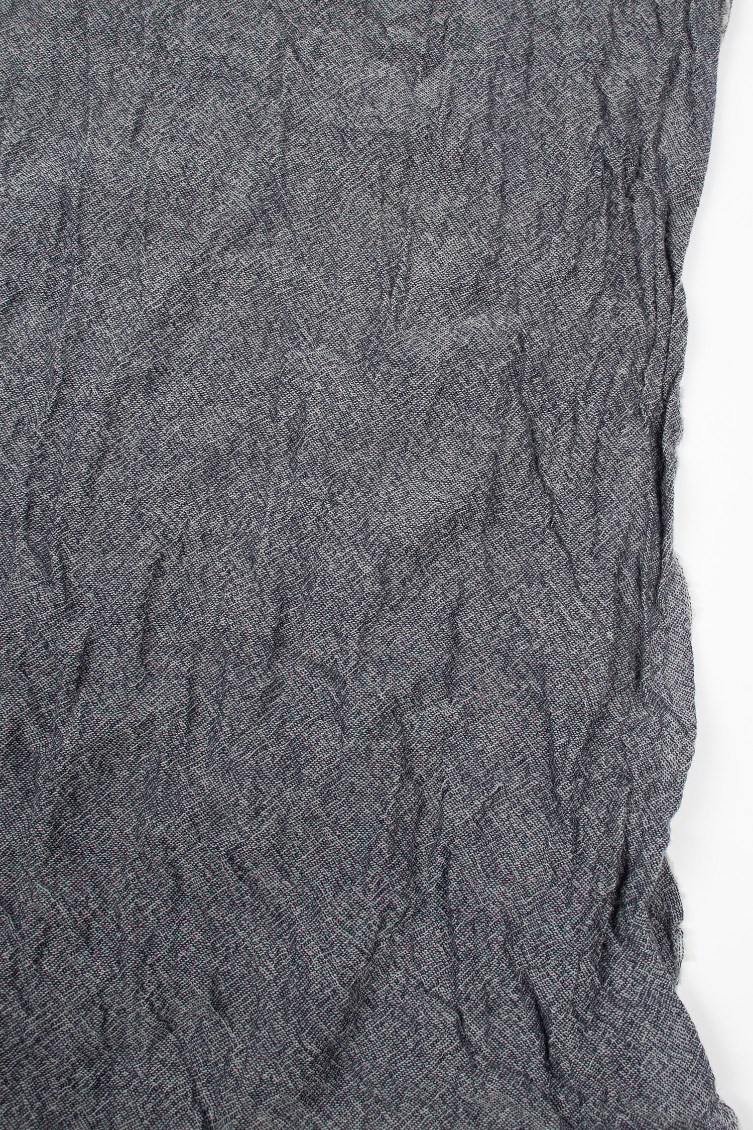 Washed Wool Shawl Creamy Navy Blue