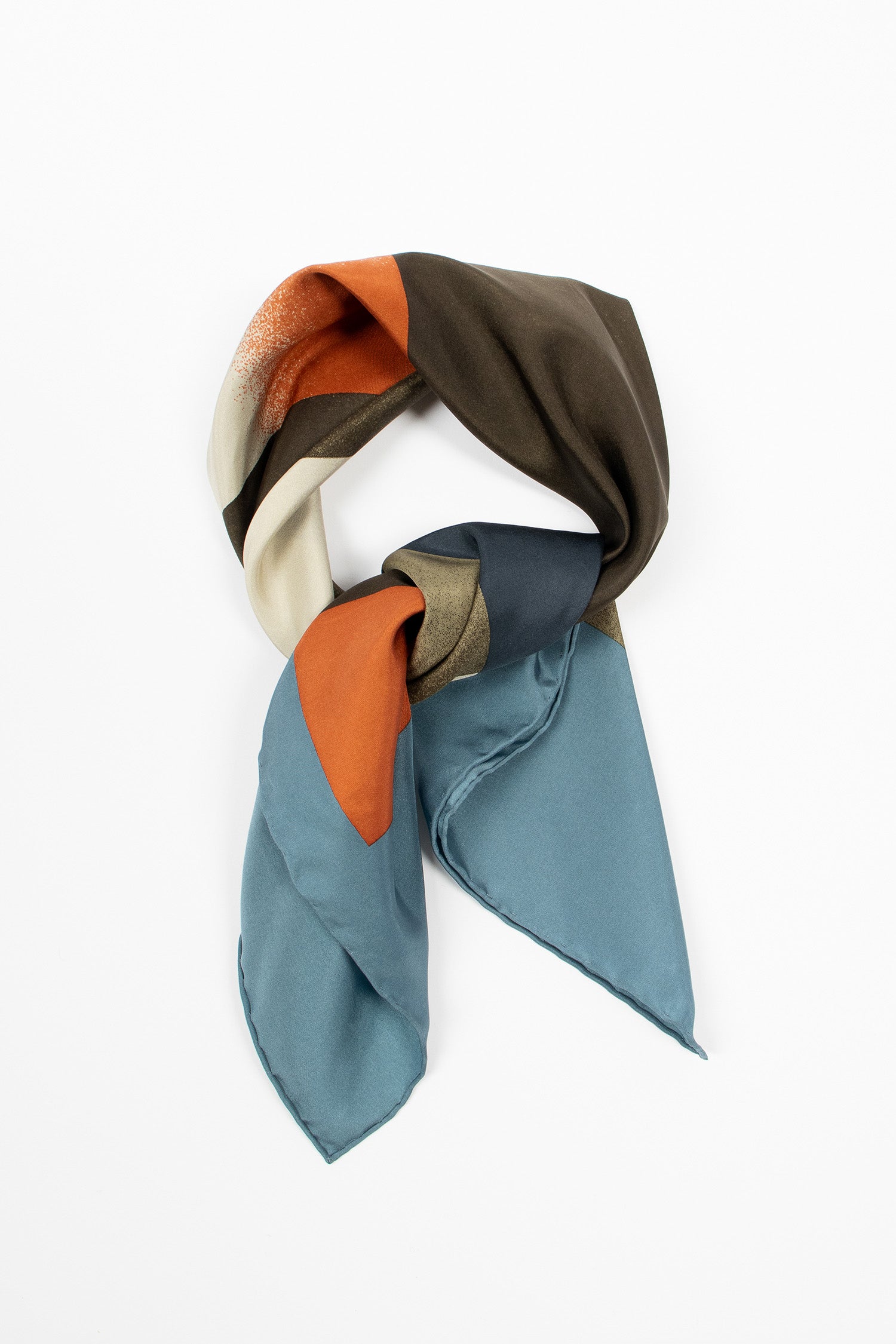 Collage Print Silk Scarf Multi/Mid Blue