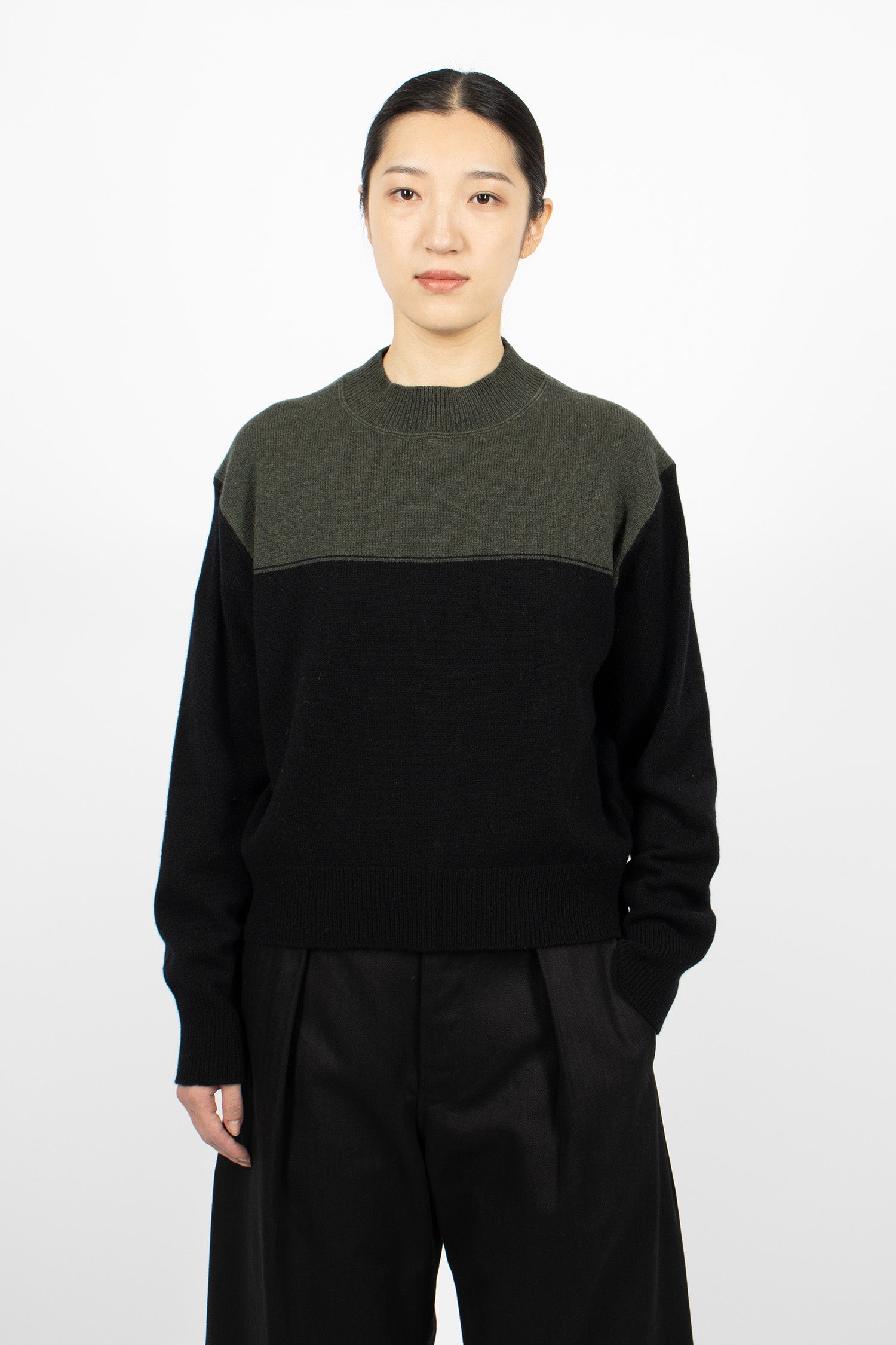 Colour Block Jumper Seaweed/Black