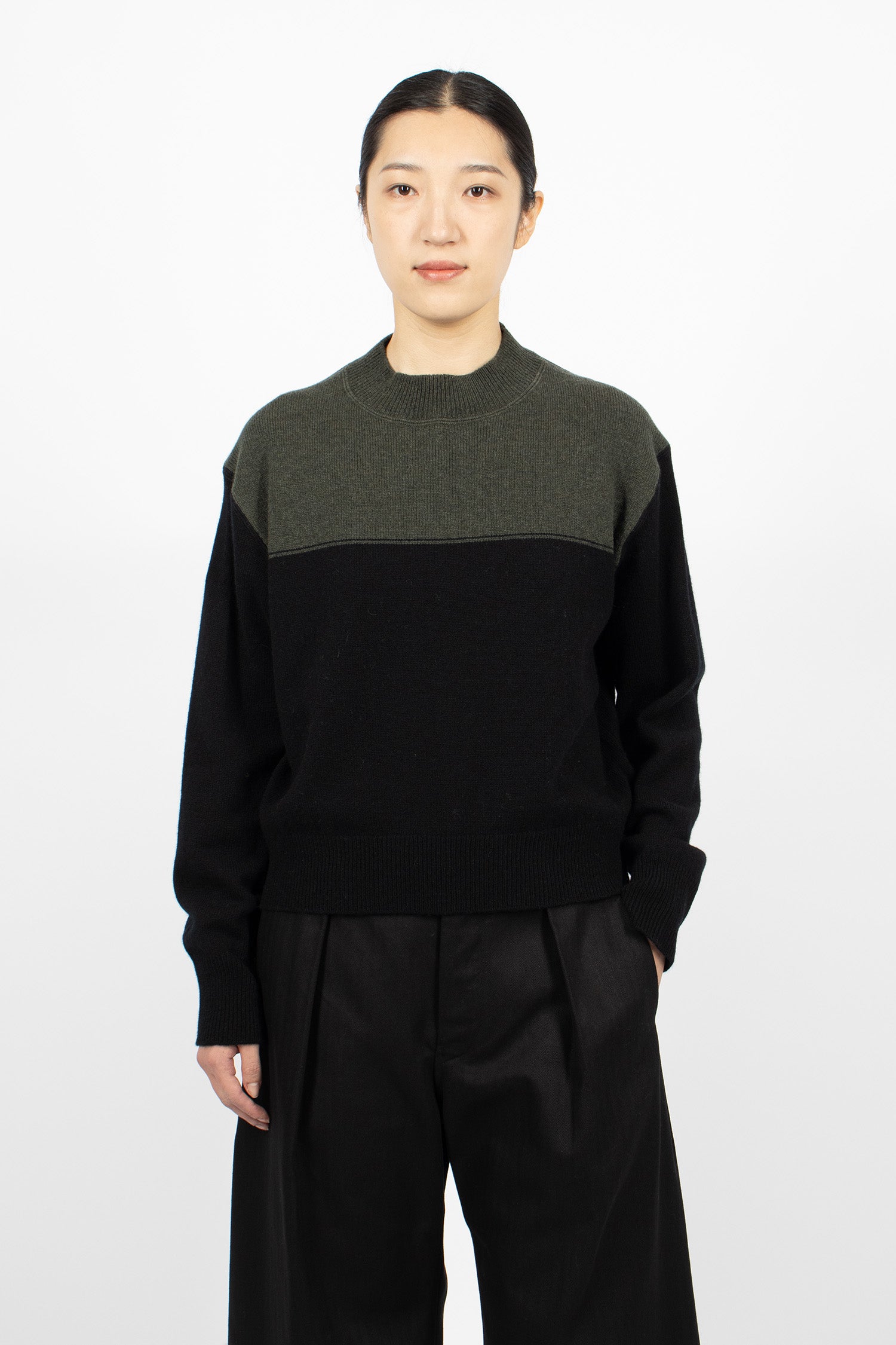 Colour Block Jumper Seaweed/Black