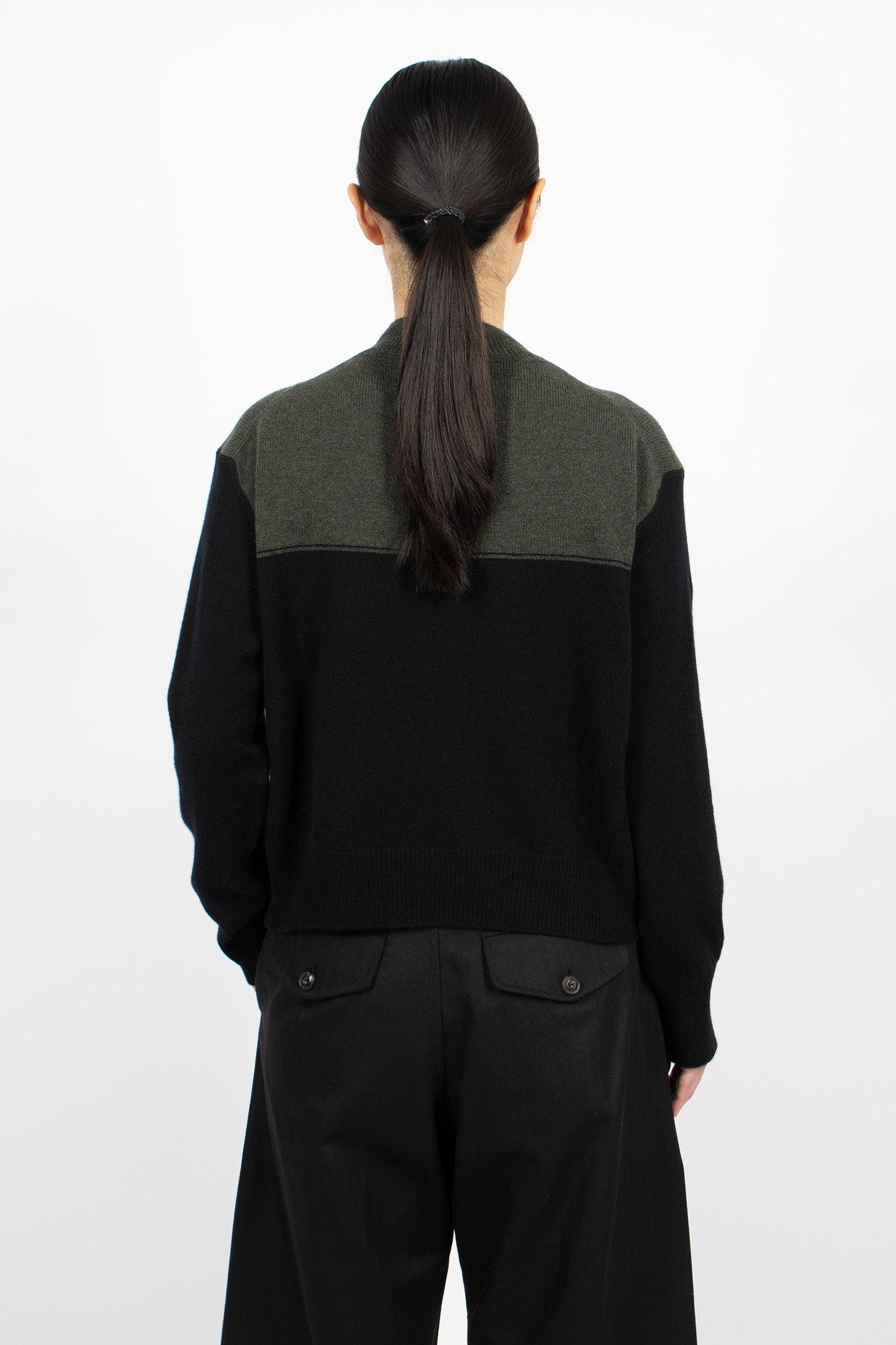 Colour Block Jumper Seaweed/Black