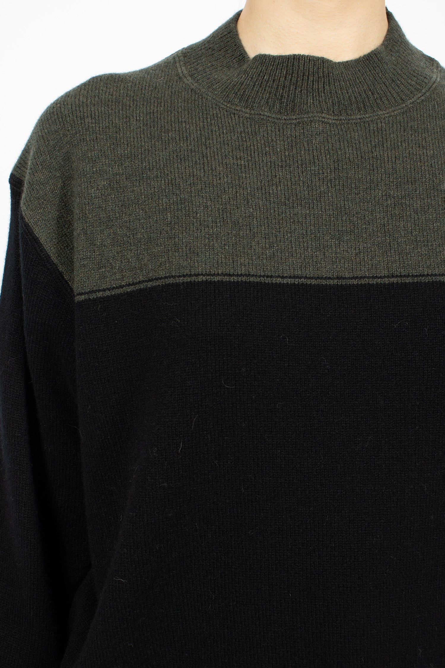 Colour Block Jumper Seaweed/Black