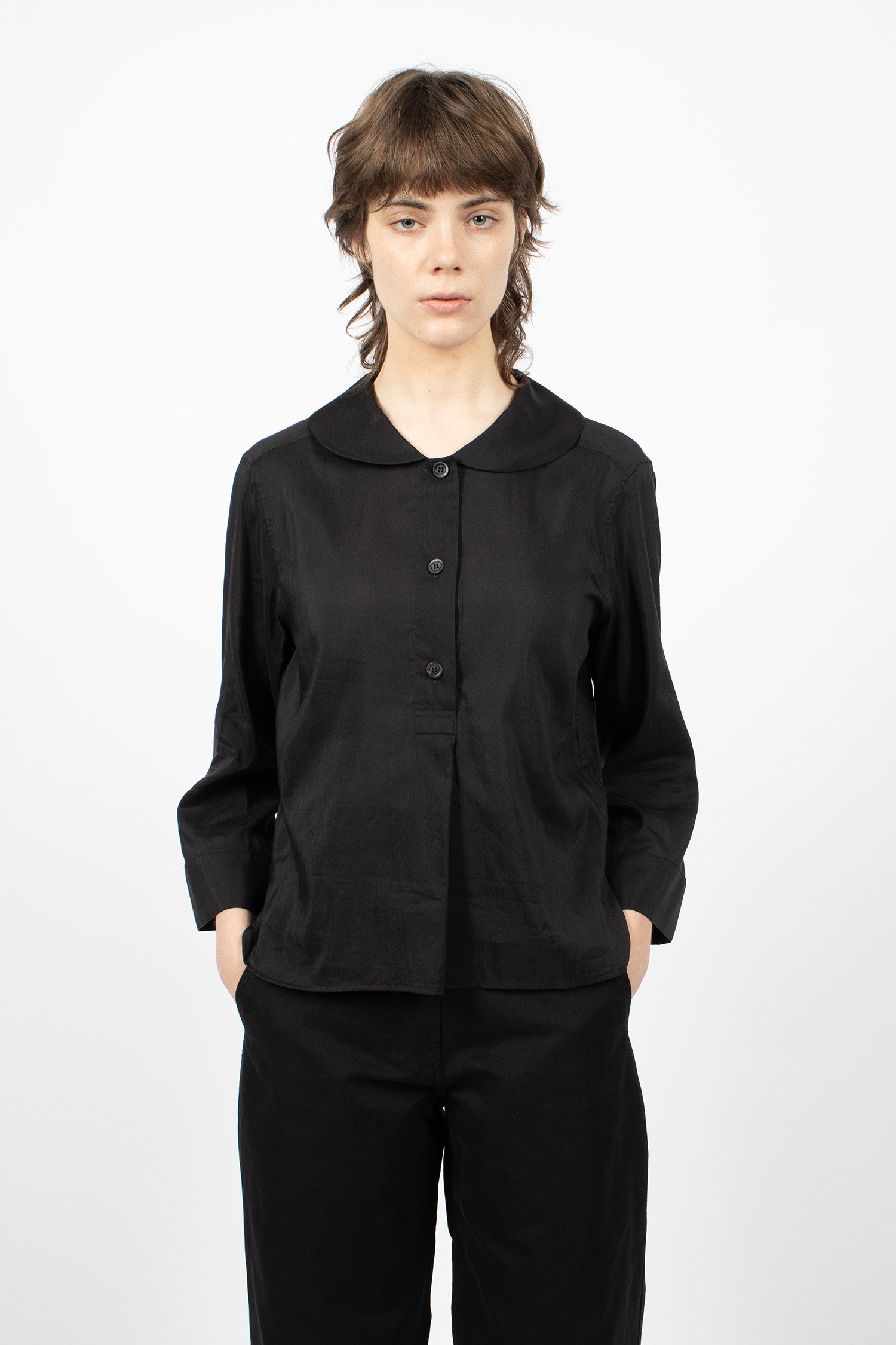 Petal Collar Shirt Black