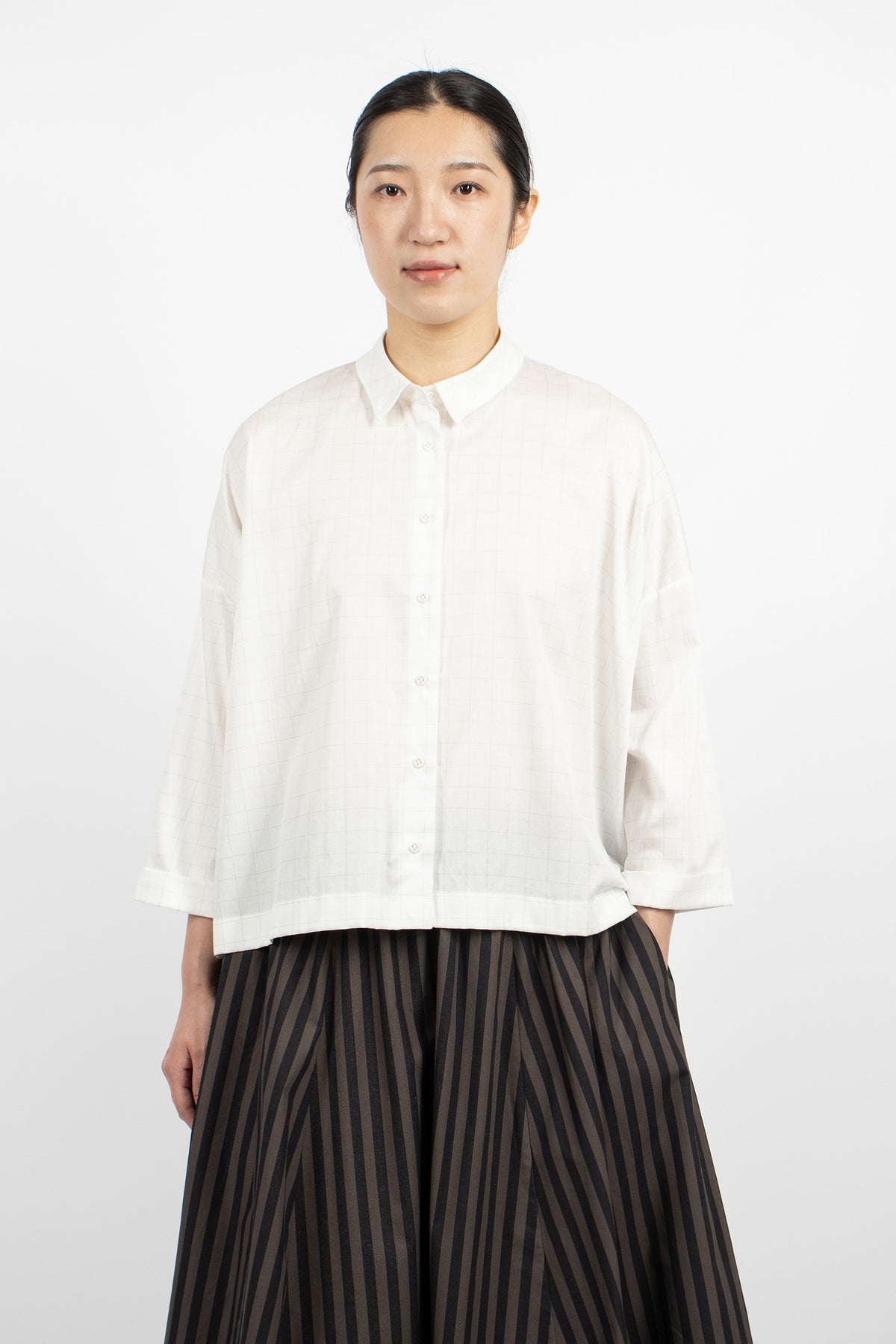 Brigitte Shirt Grid White/Grey