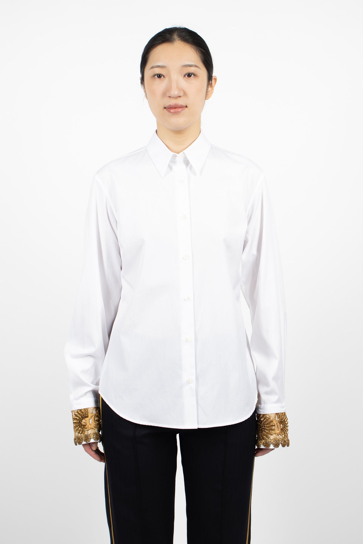 Embroidered Cotton Poplin Shirt White