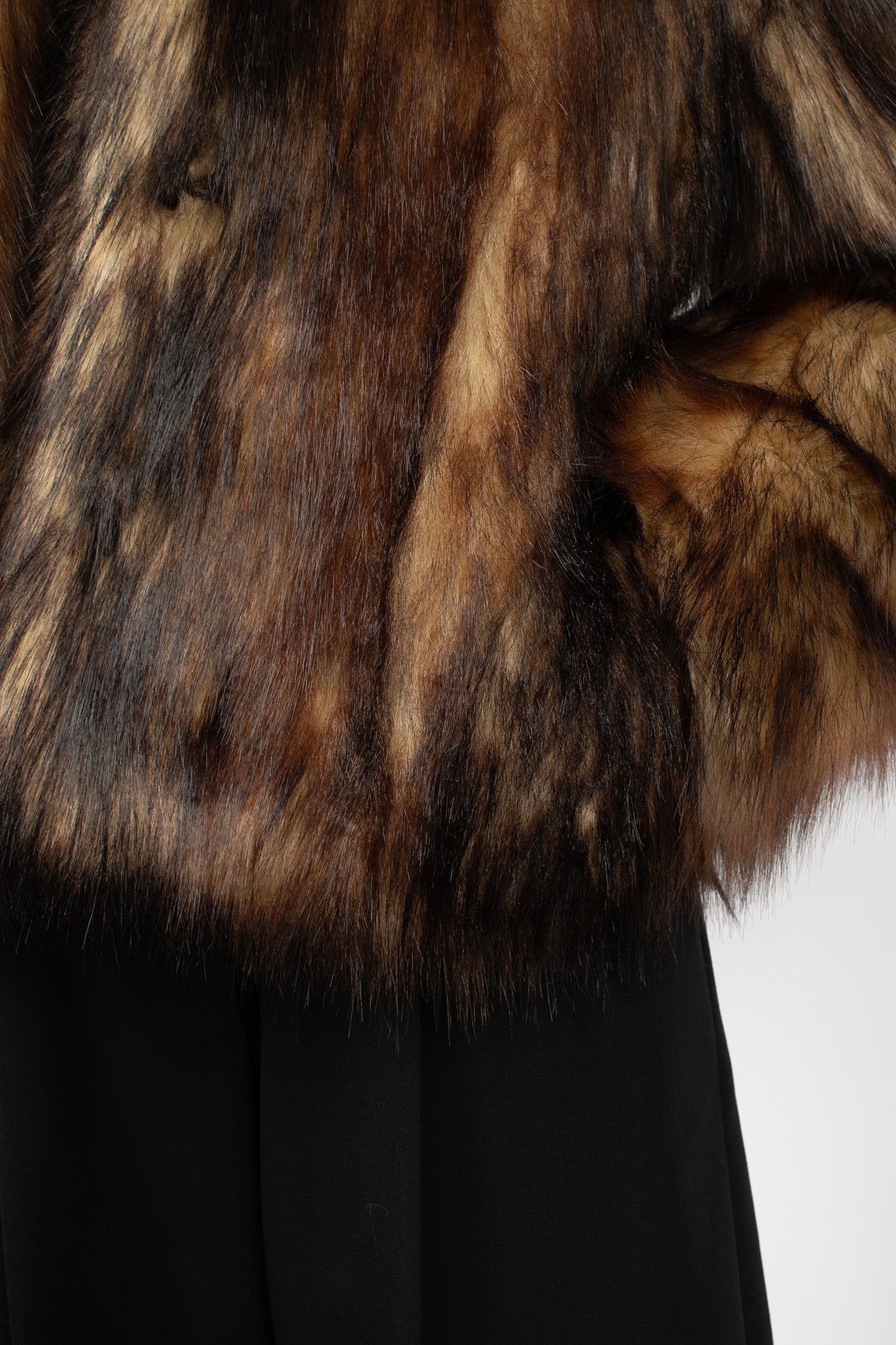 Sculpted Faux Fur Fray Jacket Natural