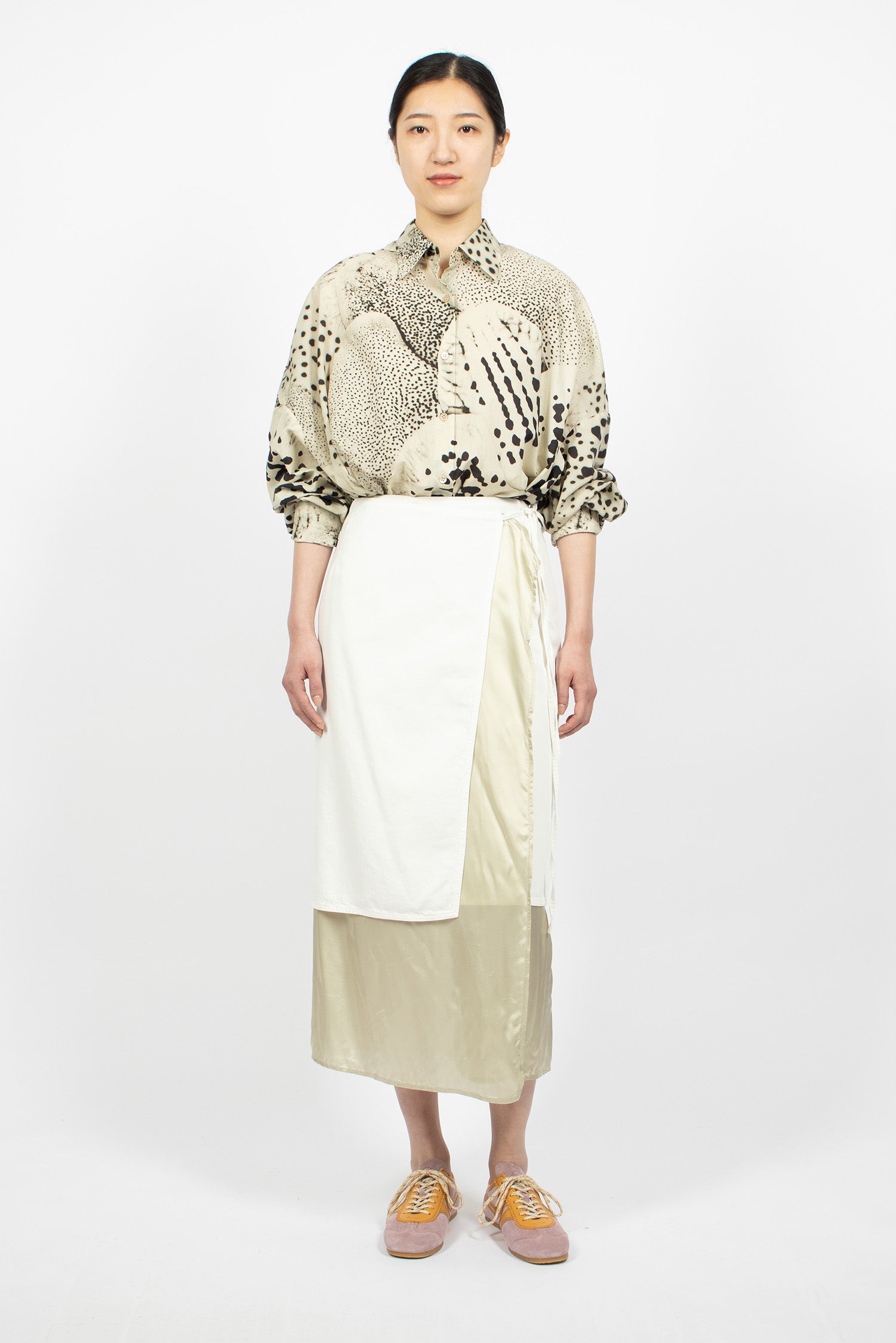 Denim Wrap Skirt Off-White