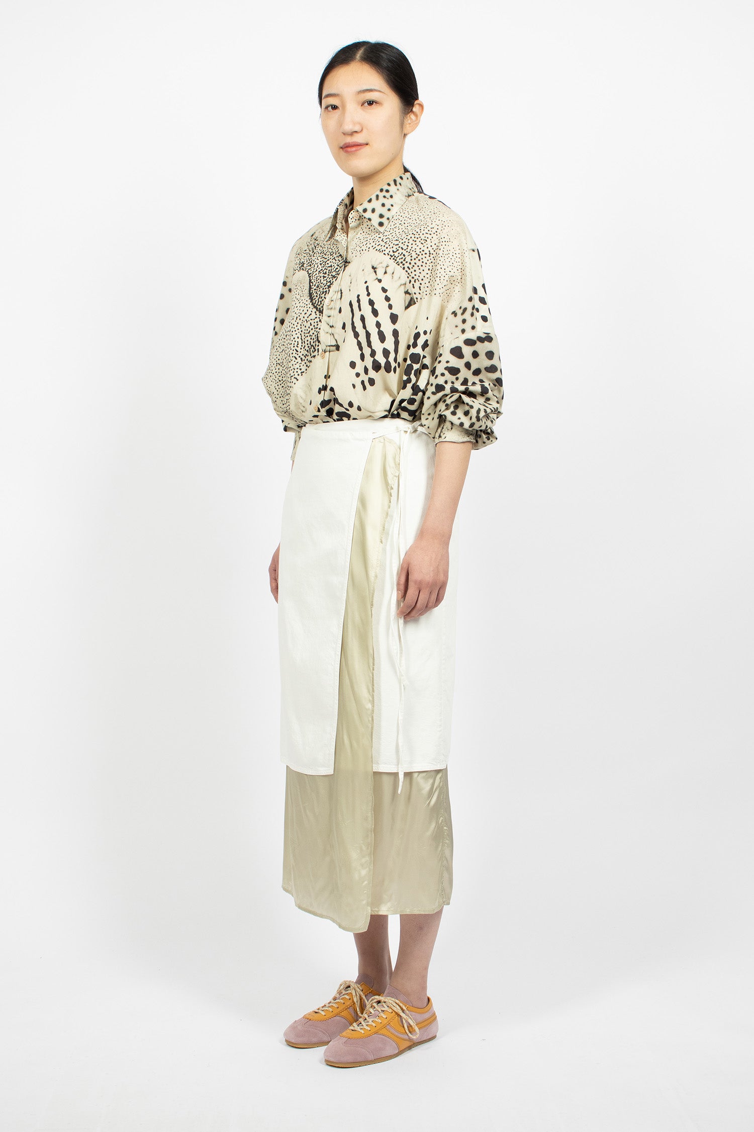 Denim Wrap Skirt Off-White