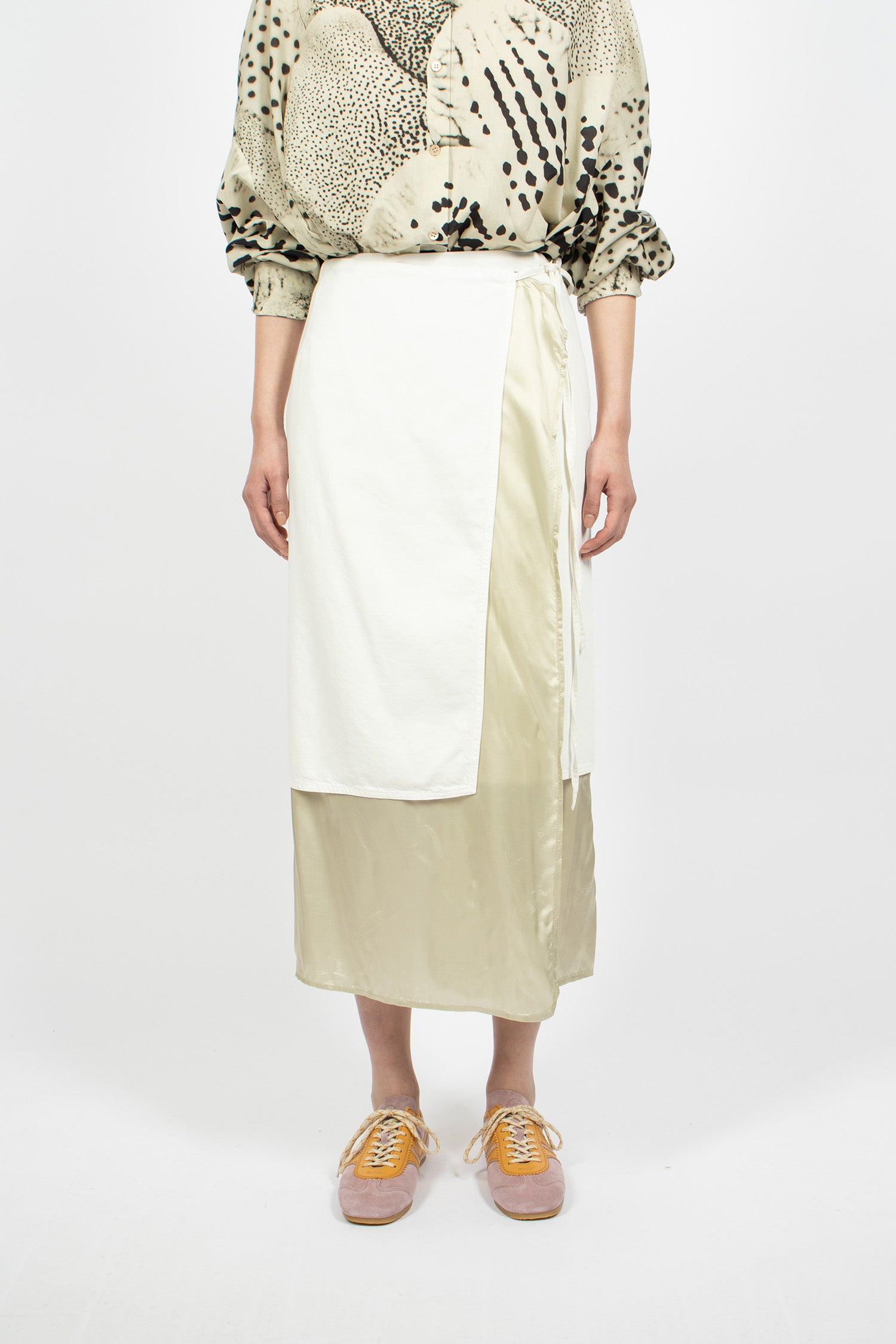 Denim Wrap Skirt Off-White