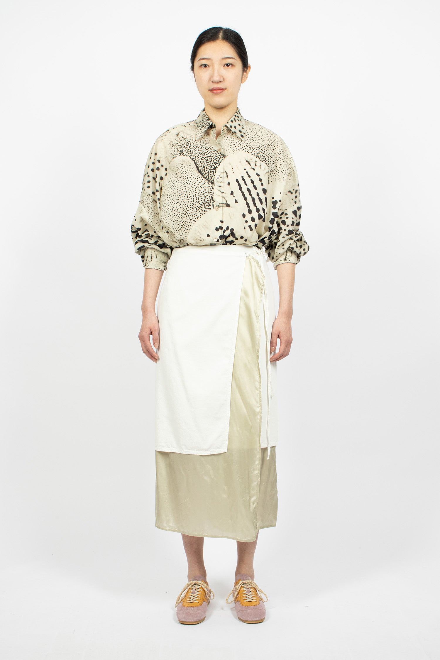 Denim Wrap Skirt Off-White