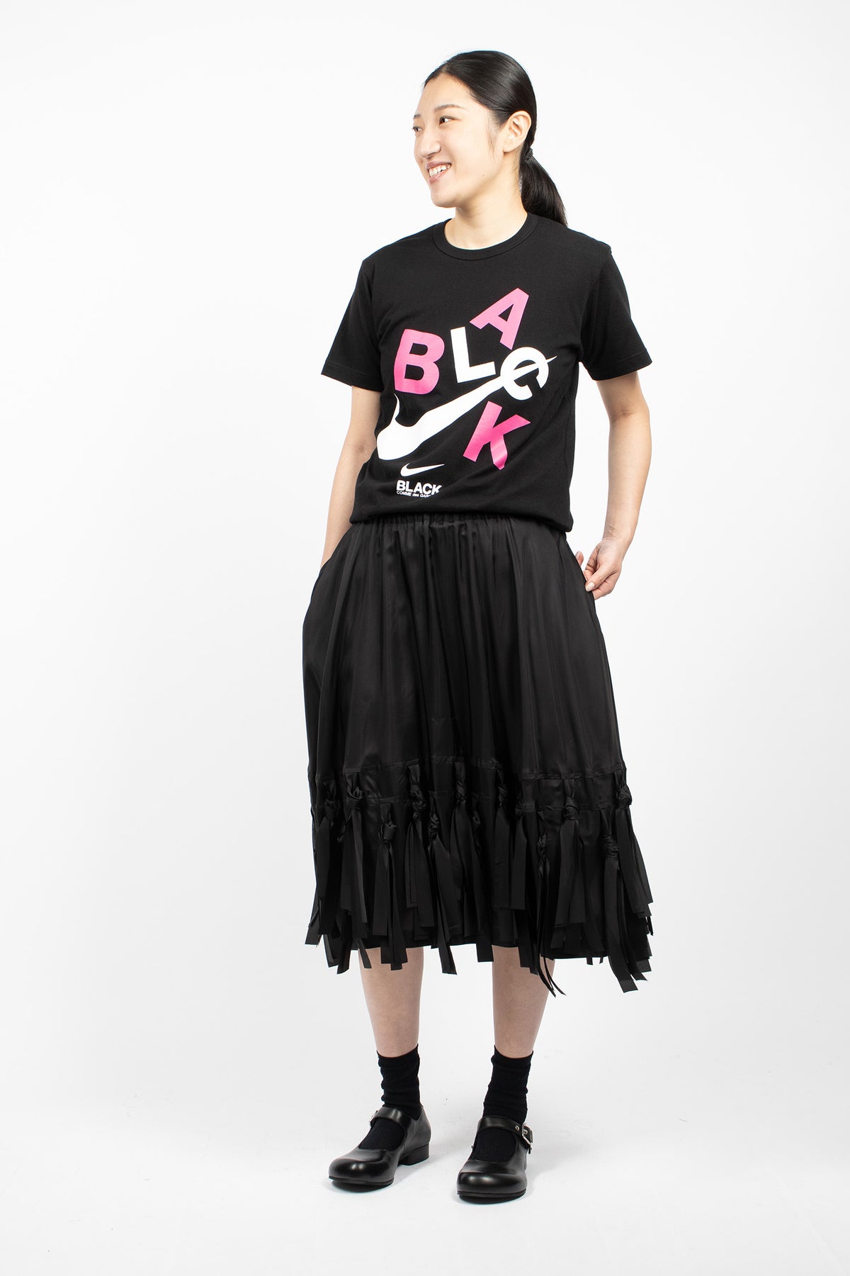 Tassel Satin Skirt Black