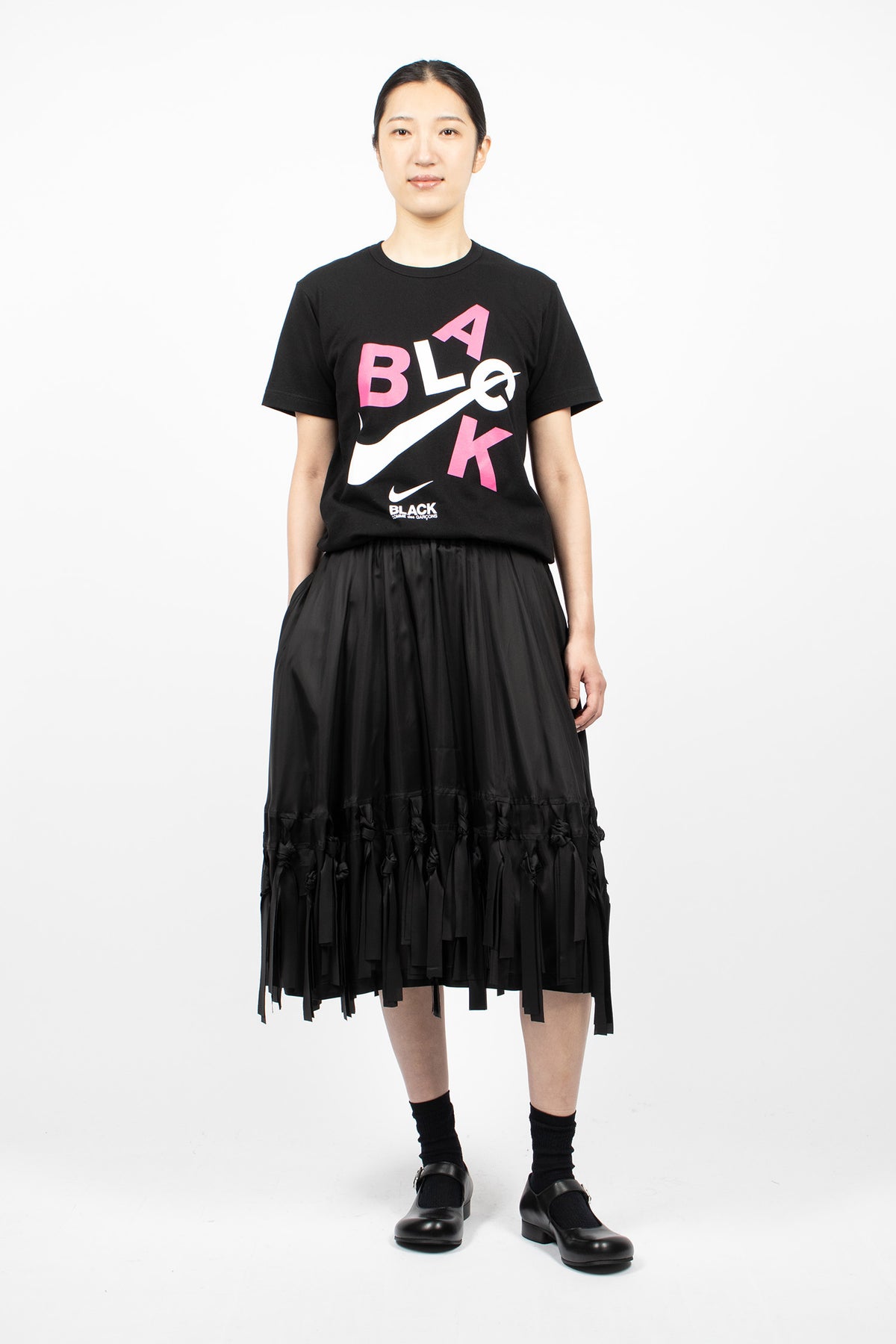 Tassel Satin Skirt Black