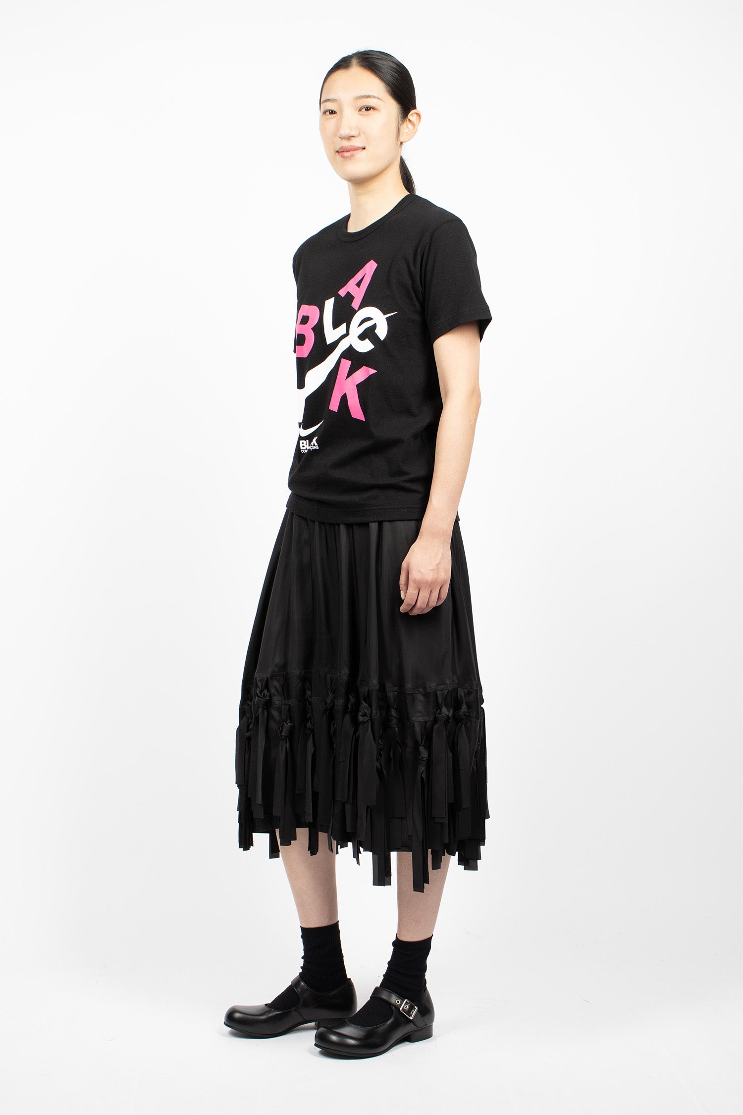 Tassel Satin Skirt Black