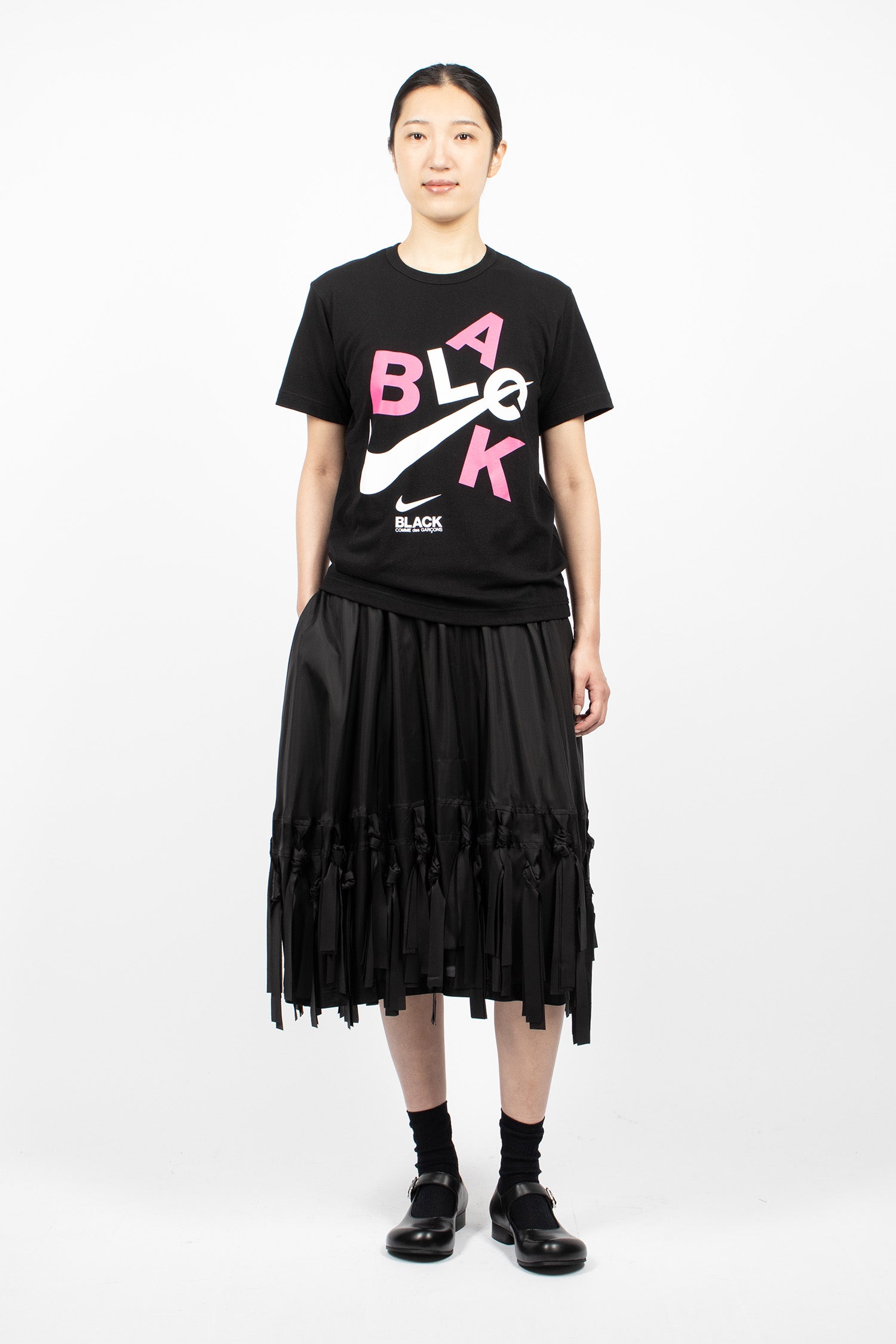Tassel Satin Skirt Black
