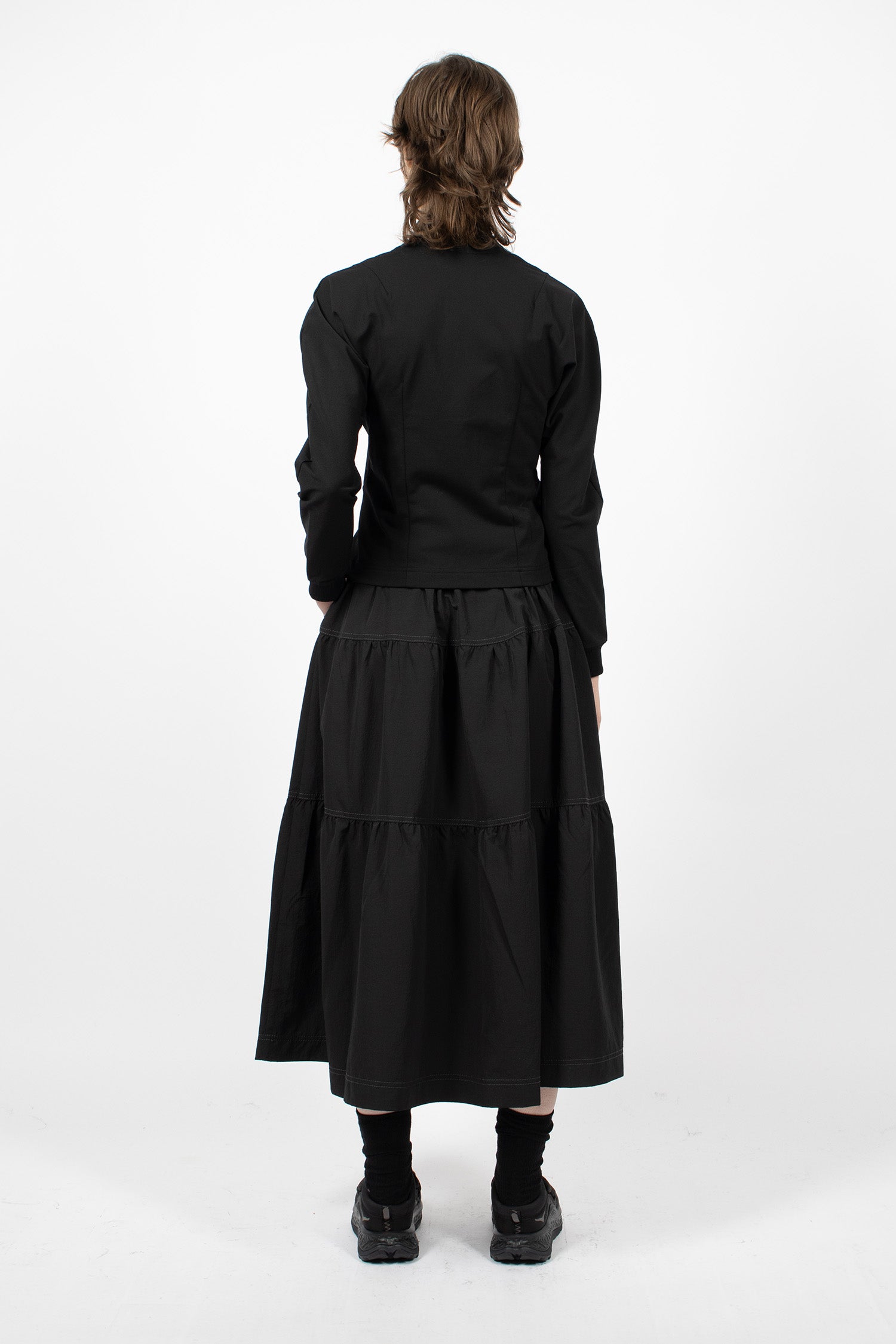 Crinkled Nylon Skirt Black