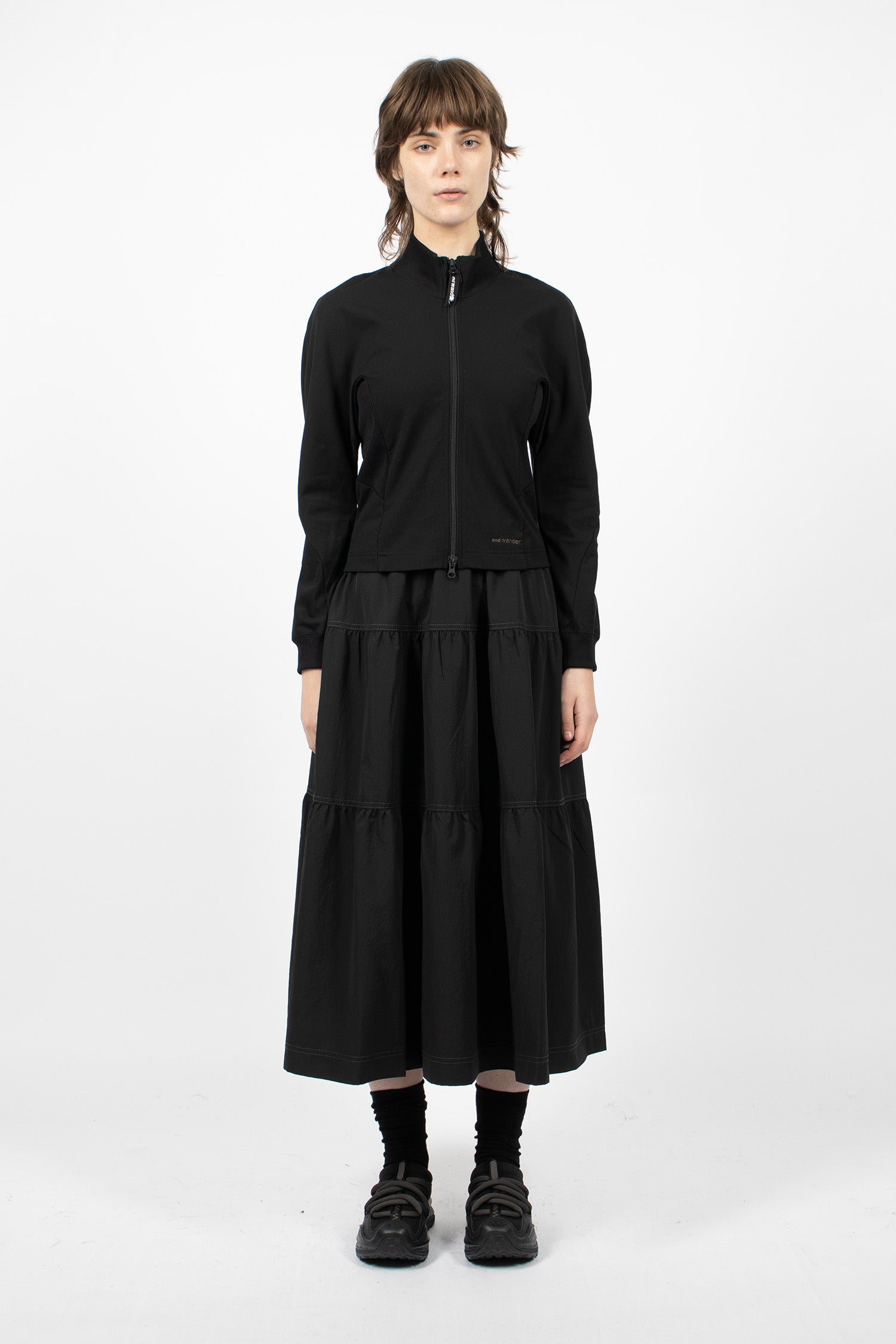 Back Pile Zip Up Jacket Black