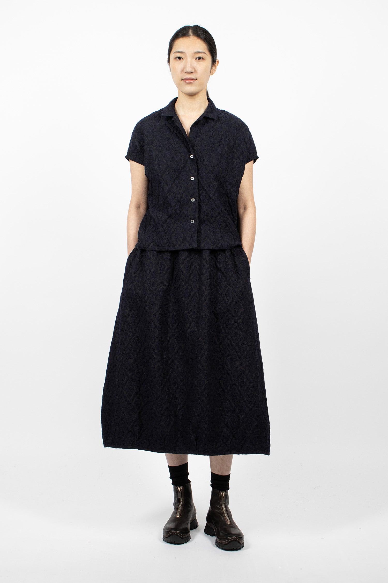 Balloon Skirt Dark Navy/Victorian Jacquard