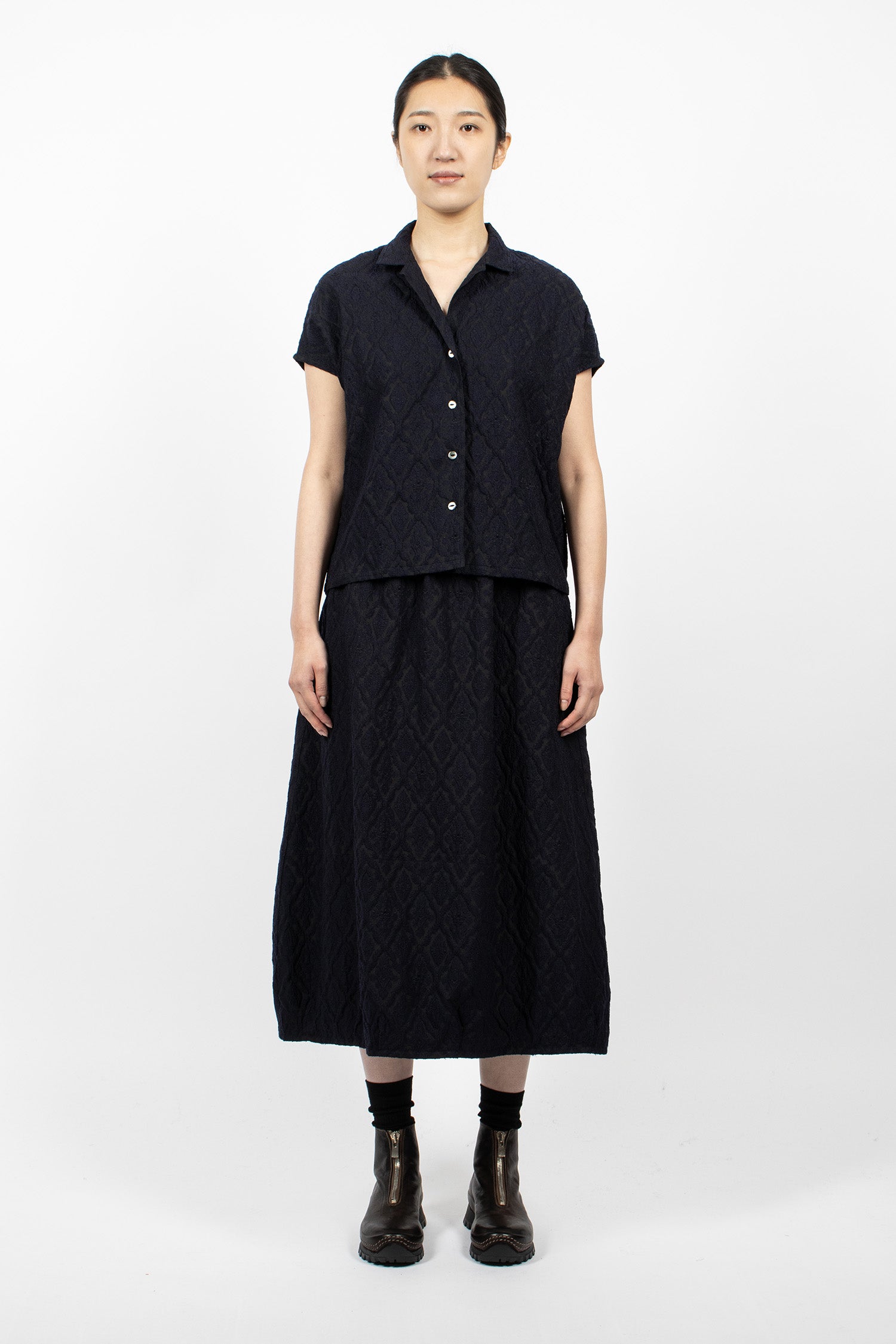 Balloon Skirt Dark Navy/Victorian Jacquard