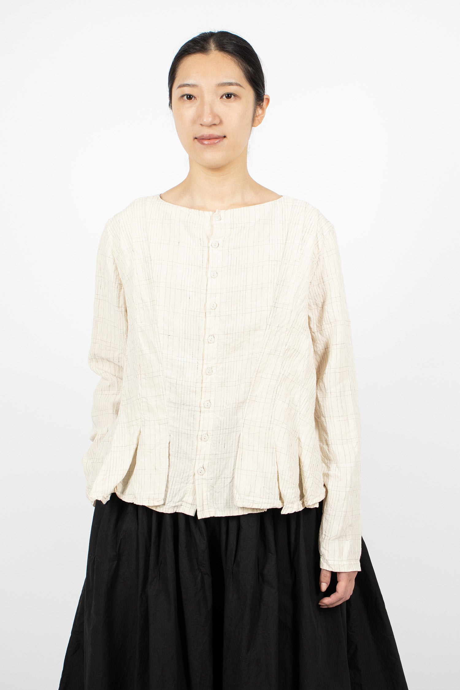 Hb Linen Blouse Silver Check