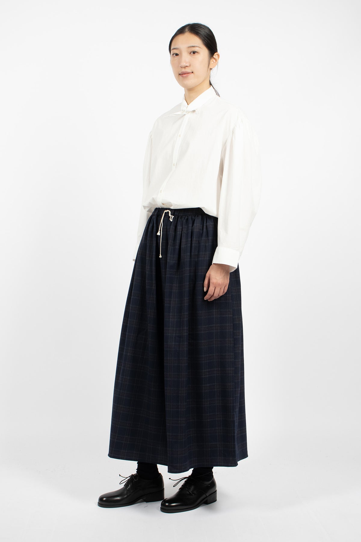Wide Skirt Navy Check