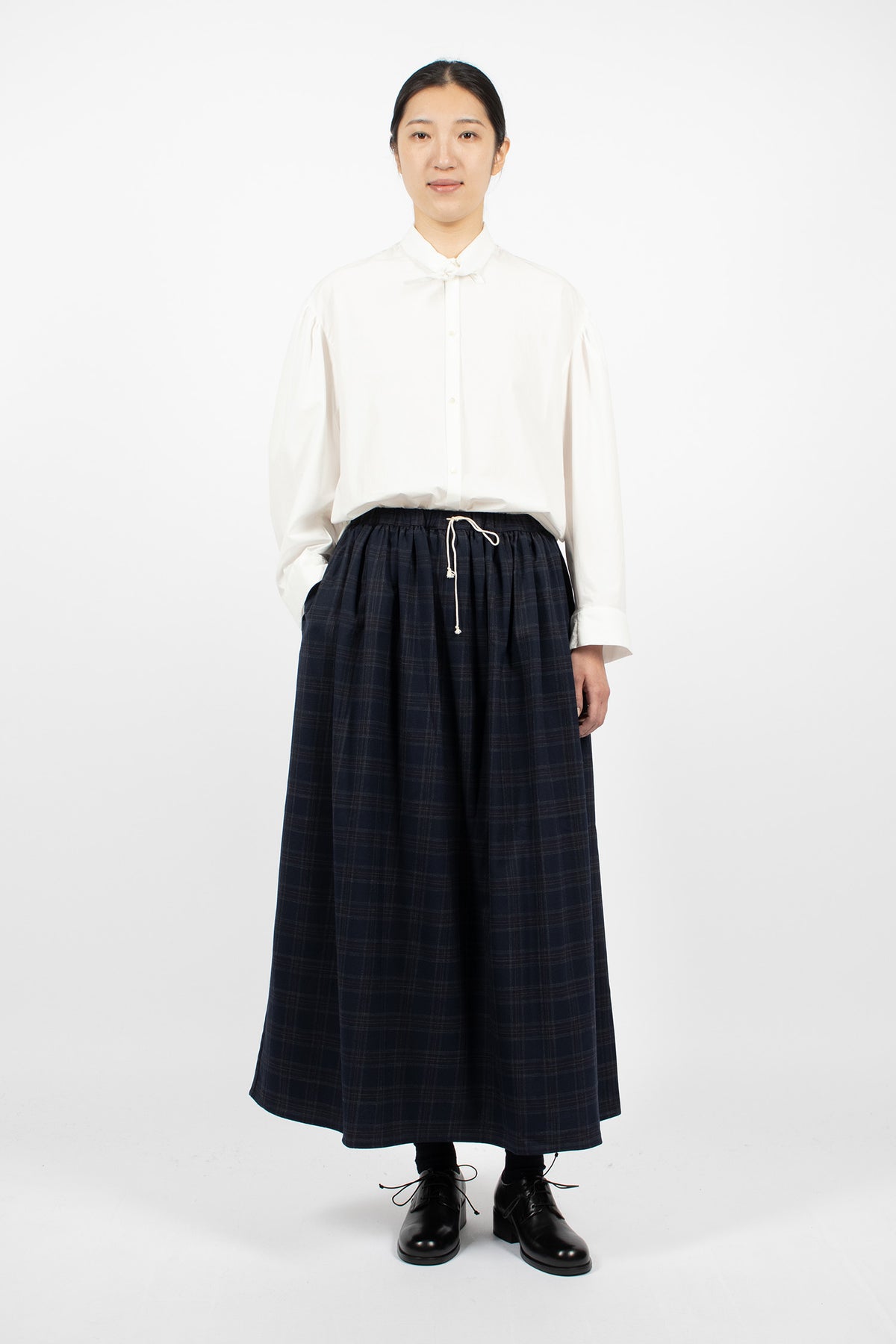 Wide Skirt Navy Check