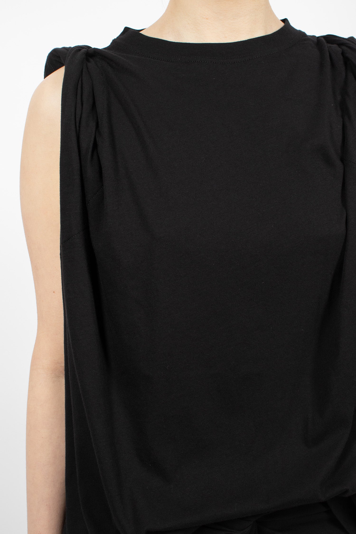 Sleeveless Twisted Jersey T-Shirt Black