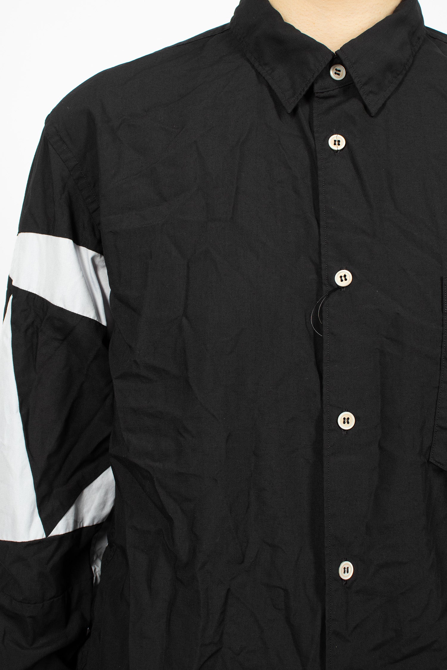 Patchwork Sleeve Shirt Black