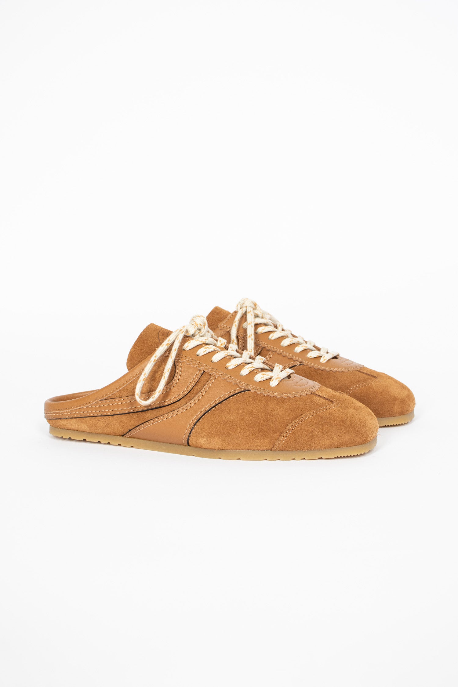 Marathon Suede Sneaker Mules Tan