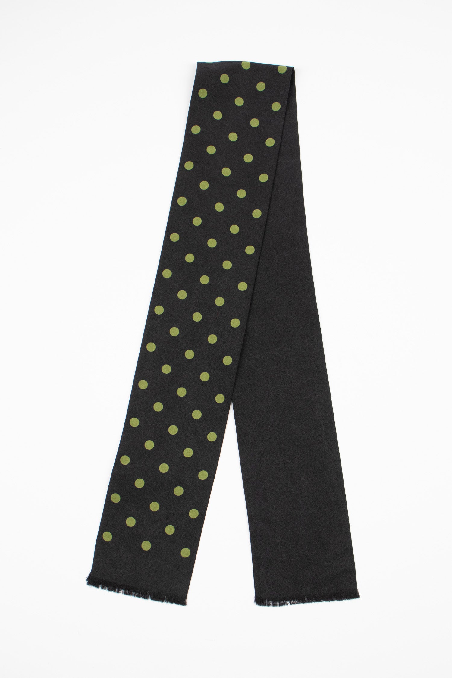 Polka Dot Silk Tie Scarf Black/Bay Leaf