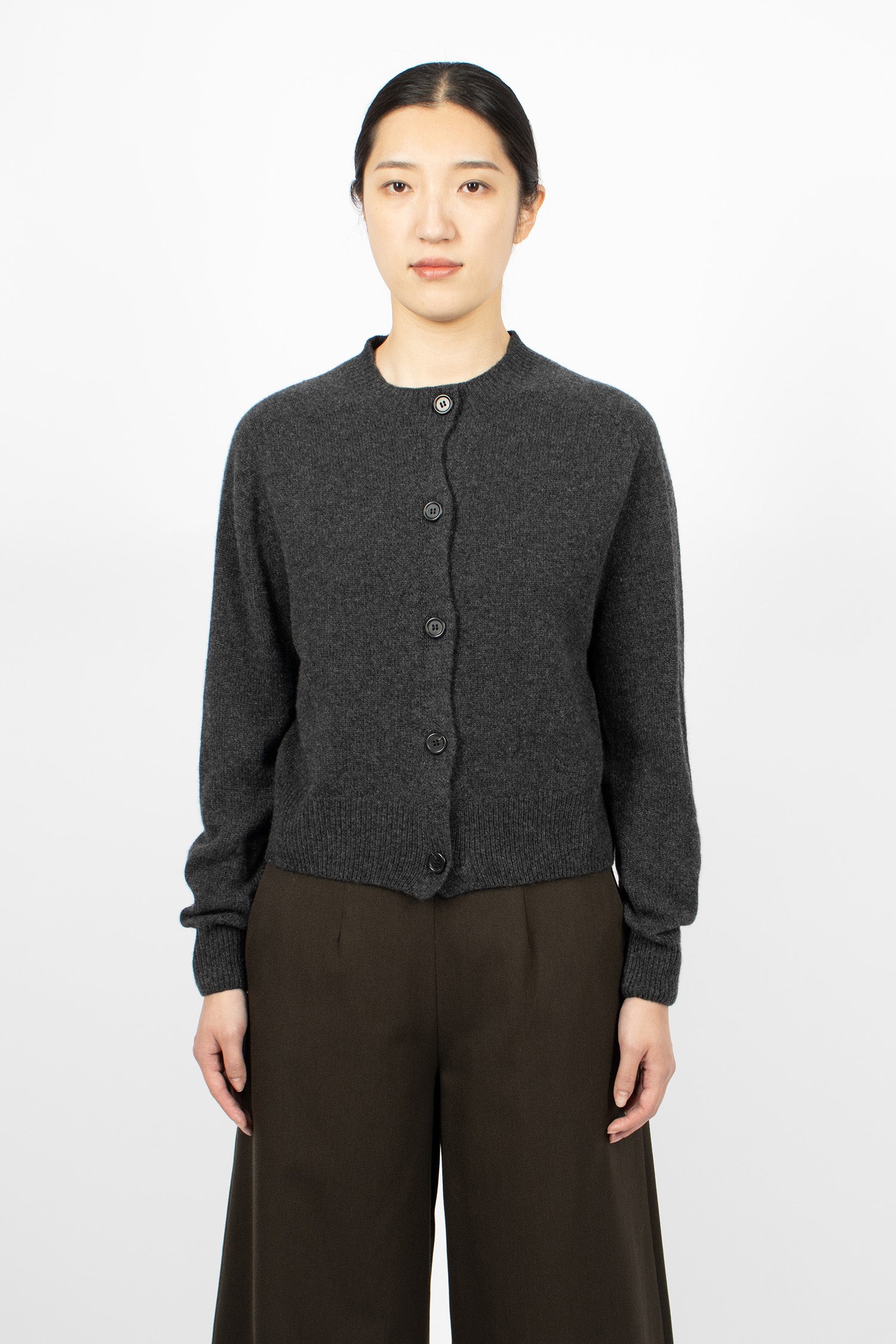 Crew Neck Cardigan Storm Grey