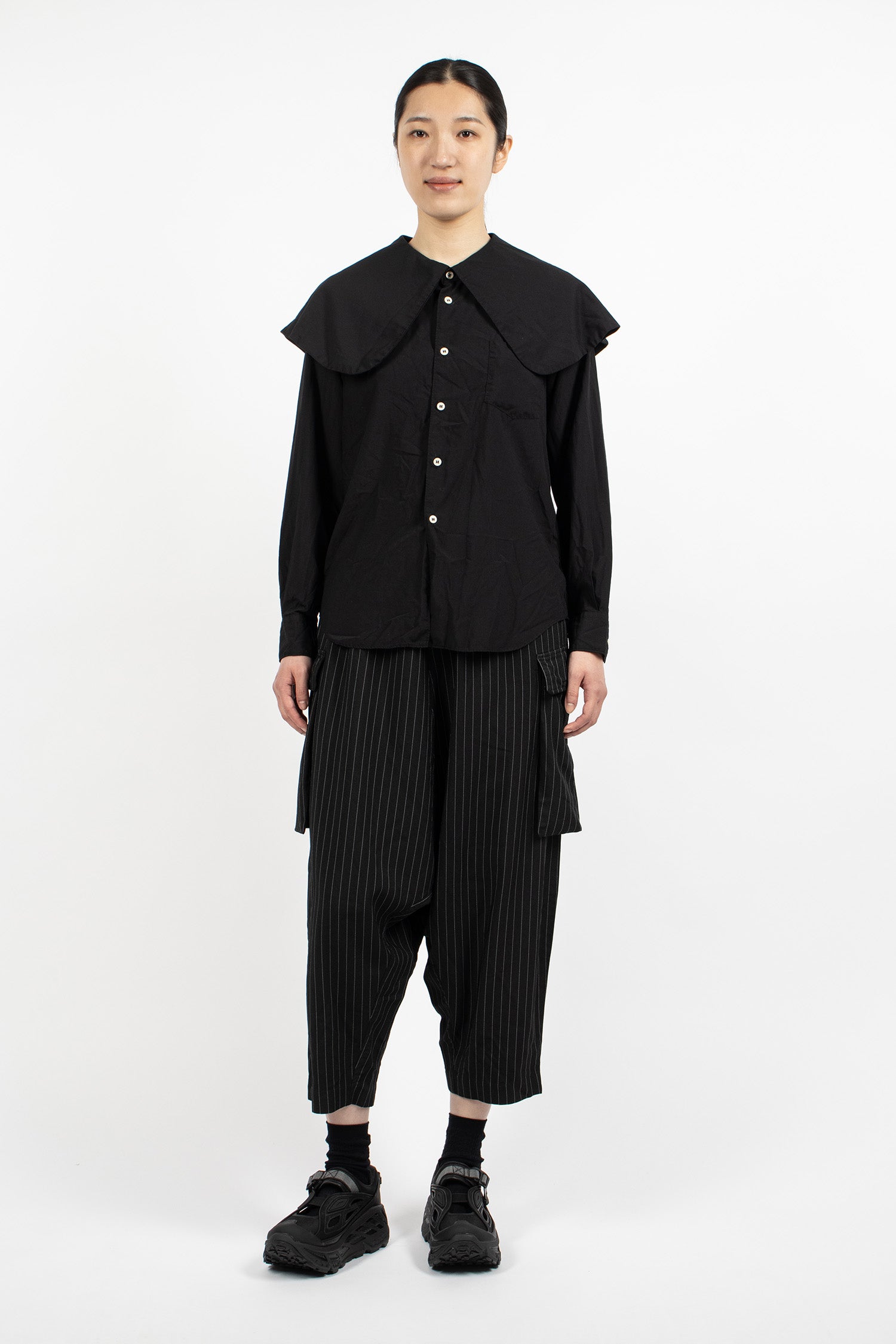 Dropped Crotch Pinstripe Pants Black/White
