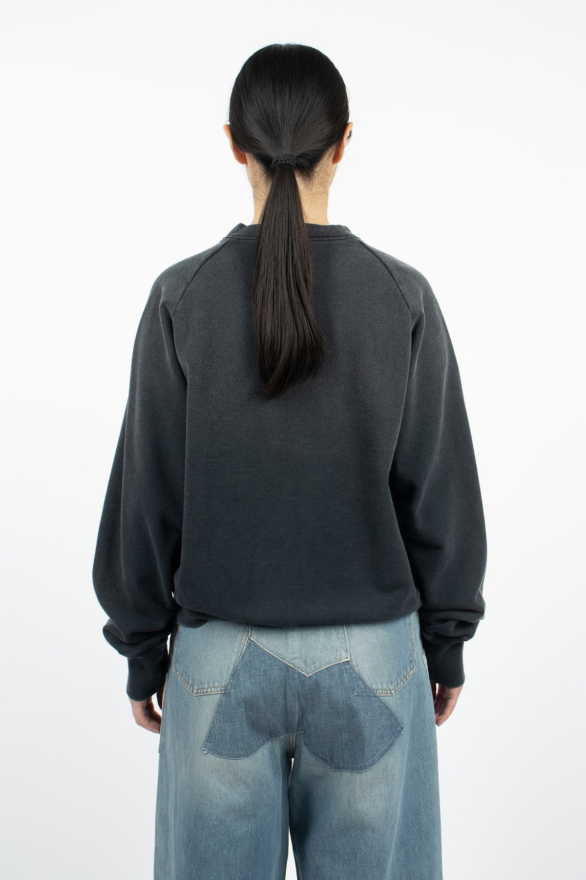 Knit Raglan Crew Sweatshirt Black