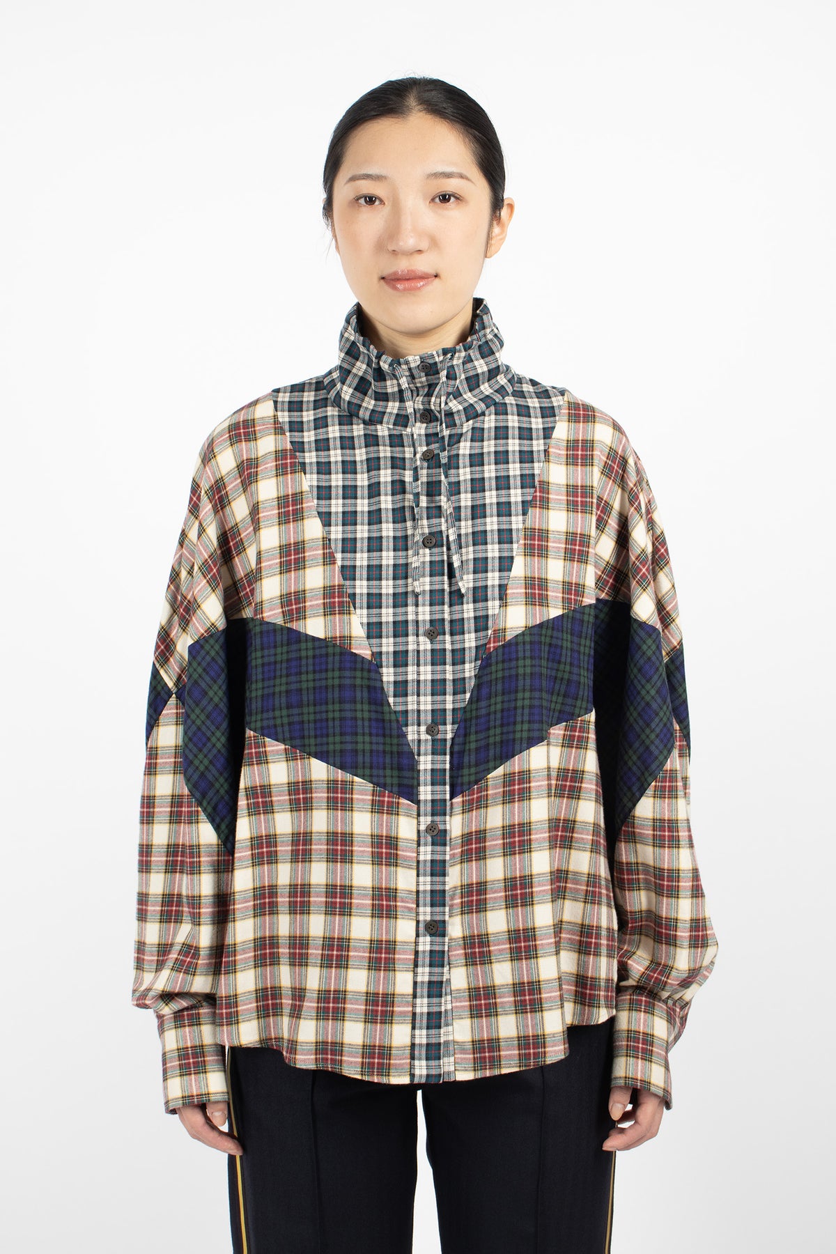 Contrast Cotton Flannel Shirt Ecru