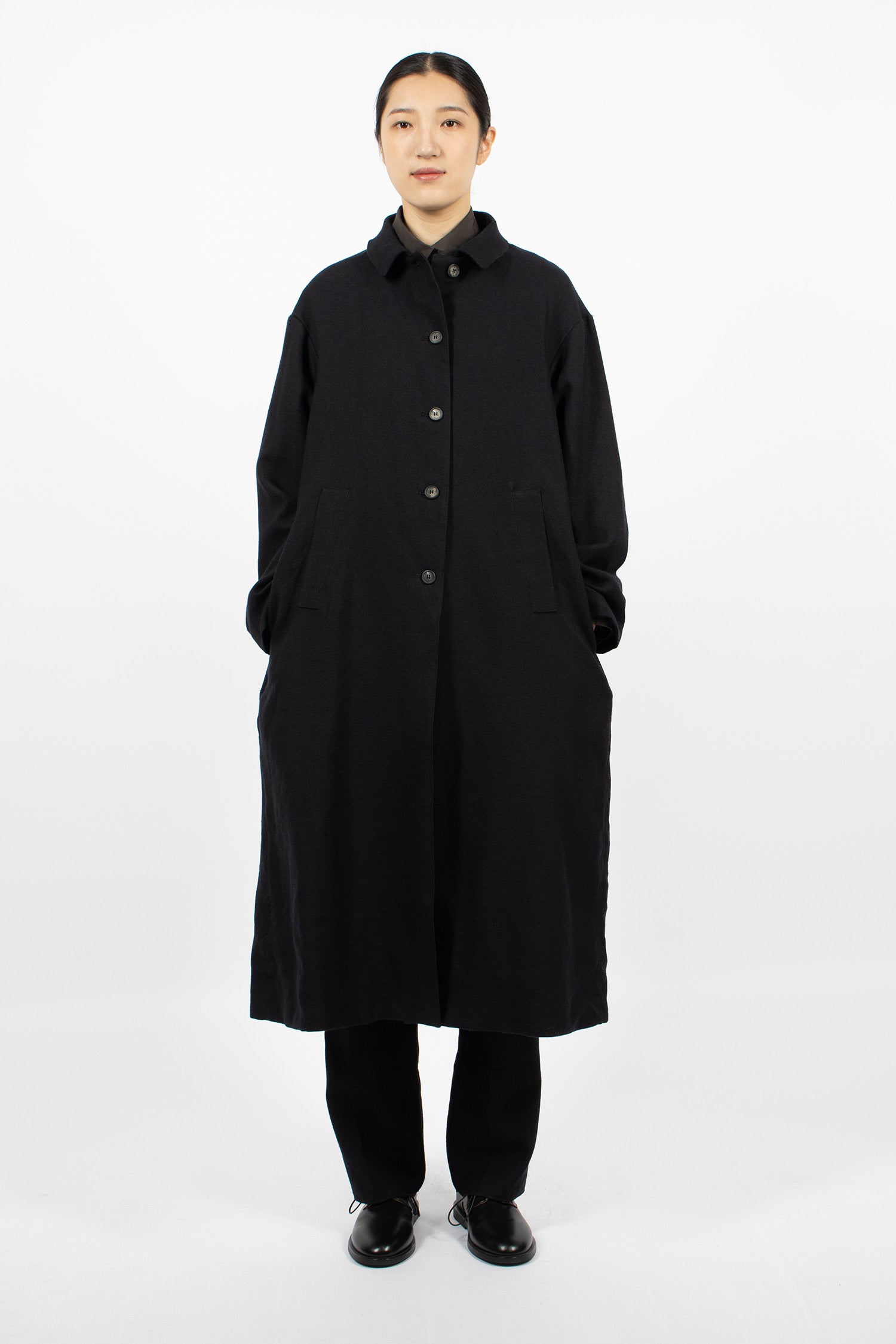 Tea Coat Black Navy