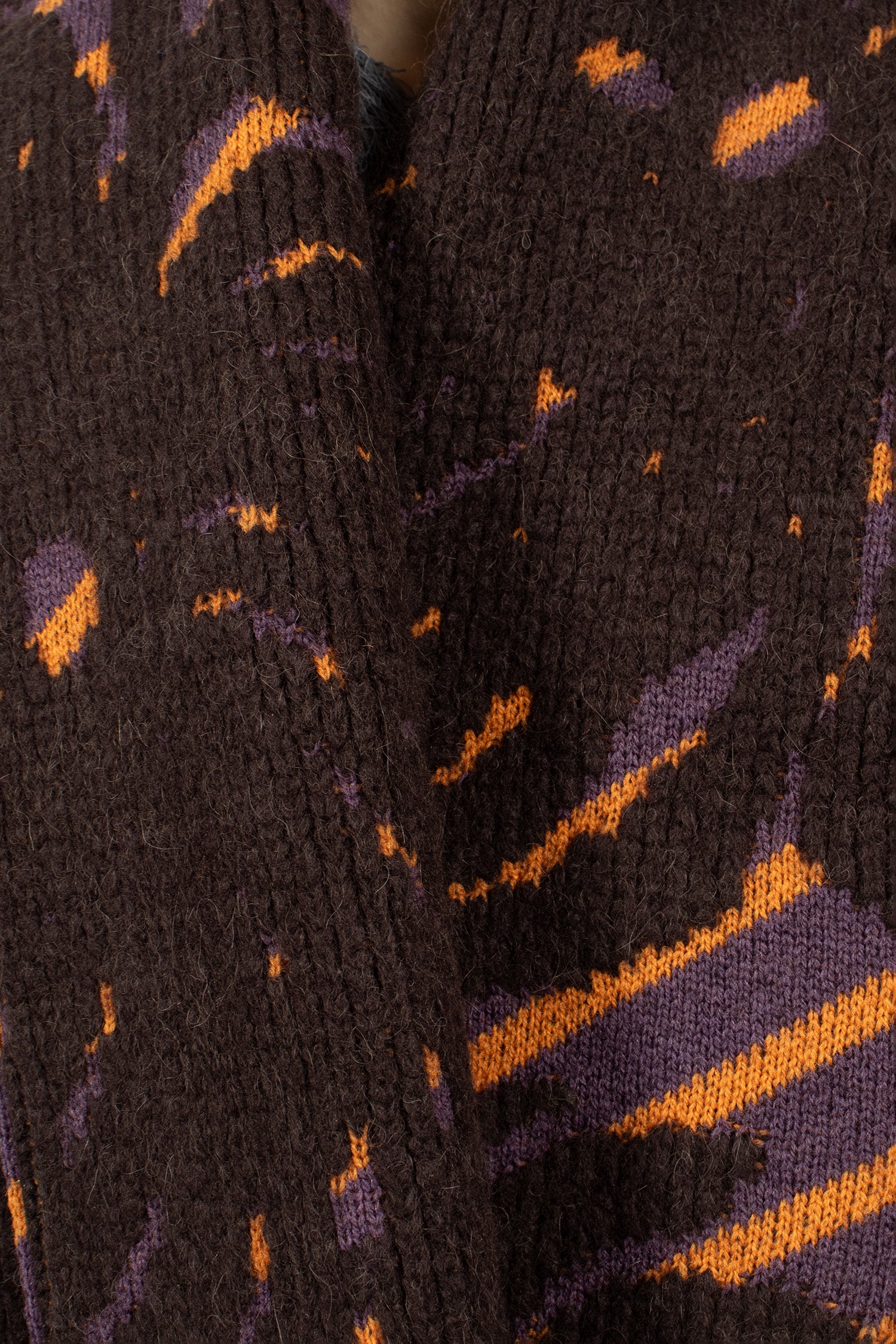 Jacquard Wool Scarf Dark Brown