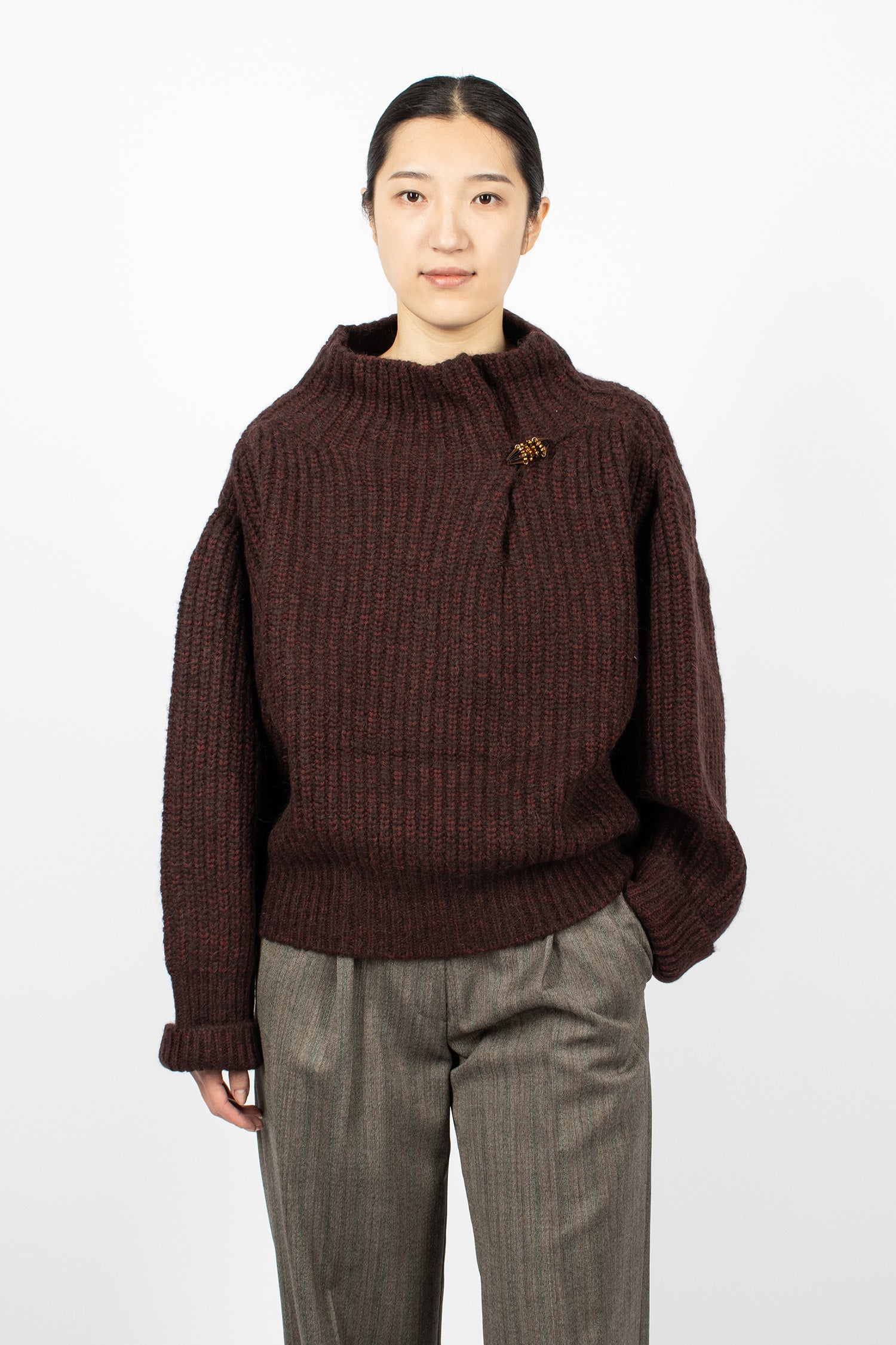 Embellished Sweater Wine