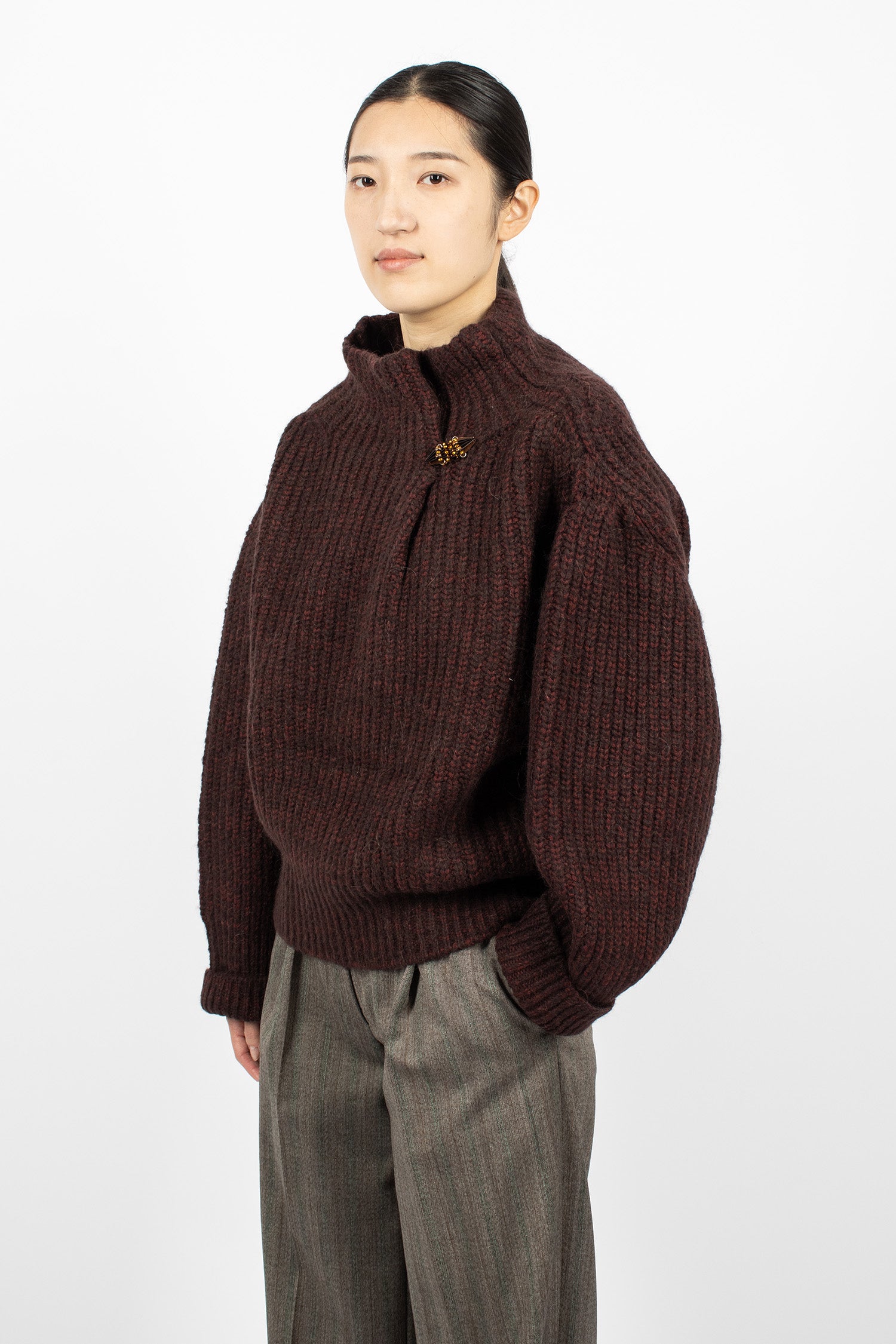 Embellished Sweater Wine