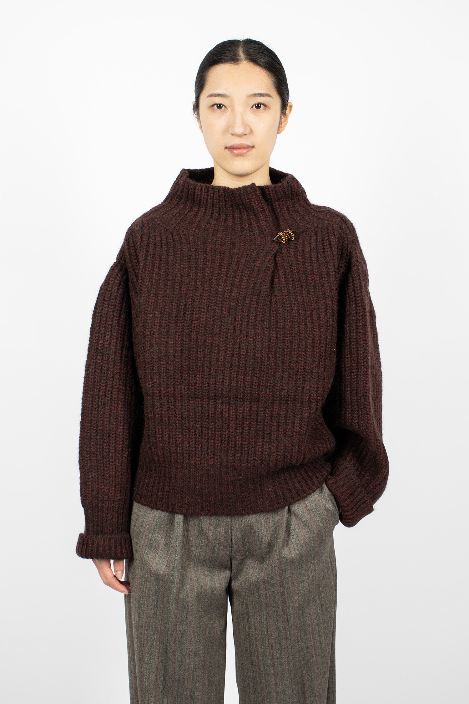 Embellished Sweater Wine