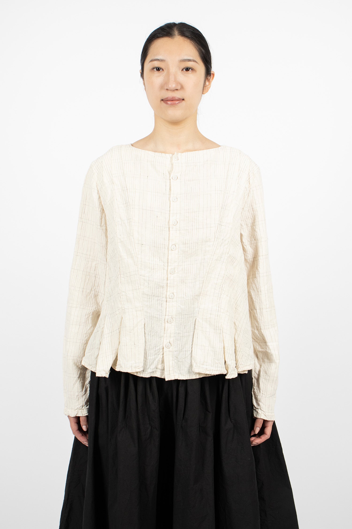 Hb Linen Blouse Silver Check