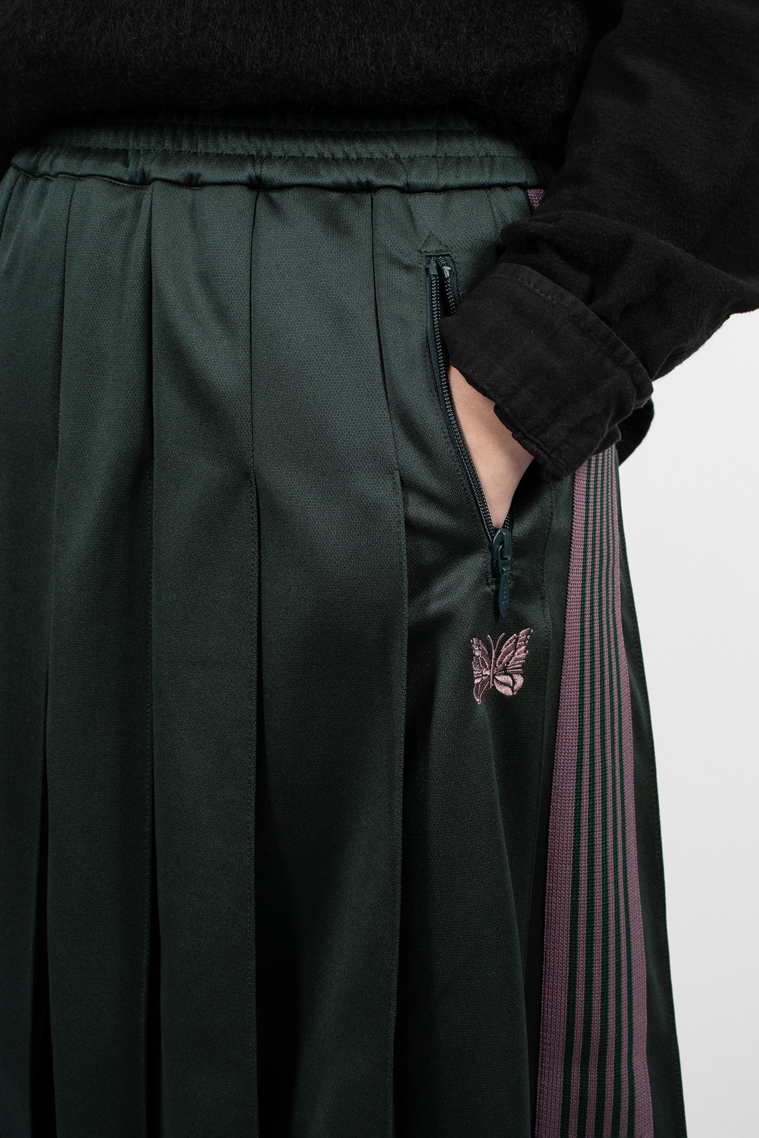 Pleated Track Skirt Green/Pink