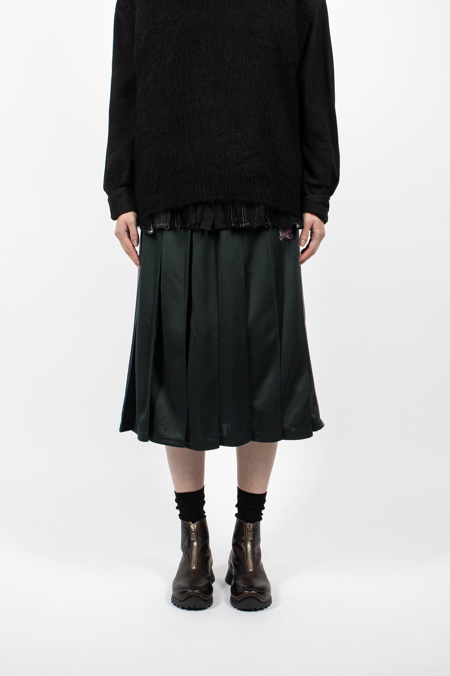 Pleated Track Skirt Green/Pink