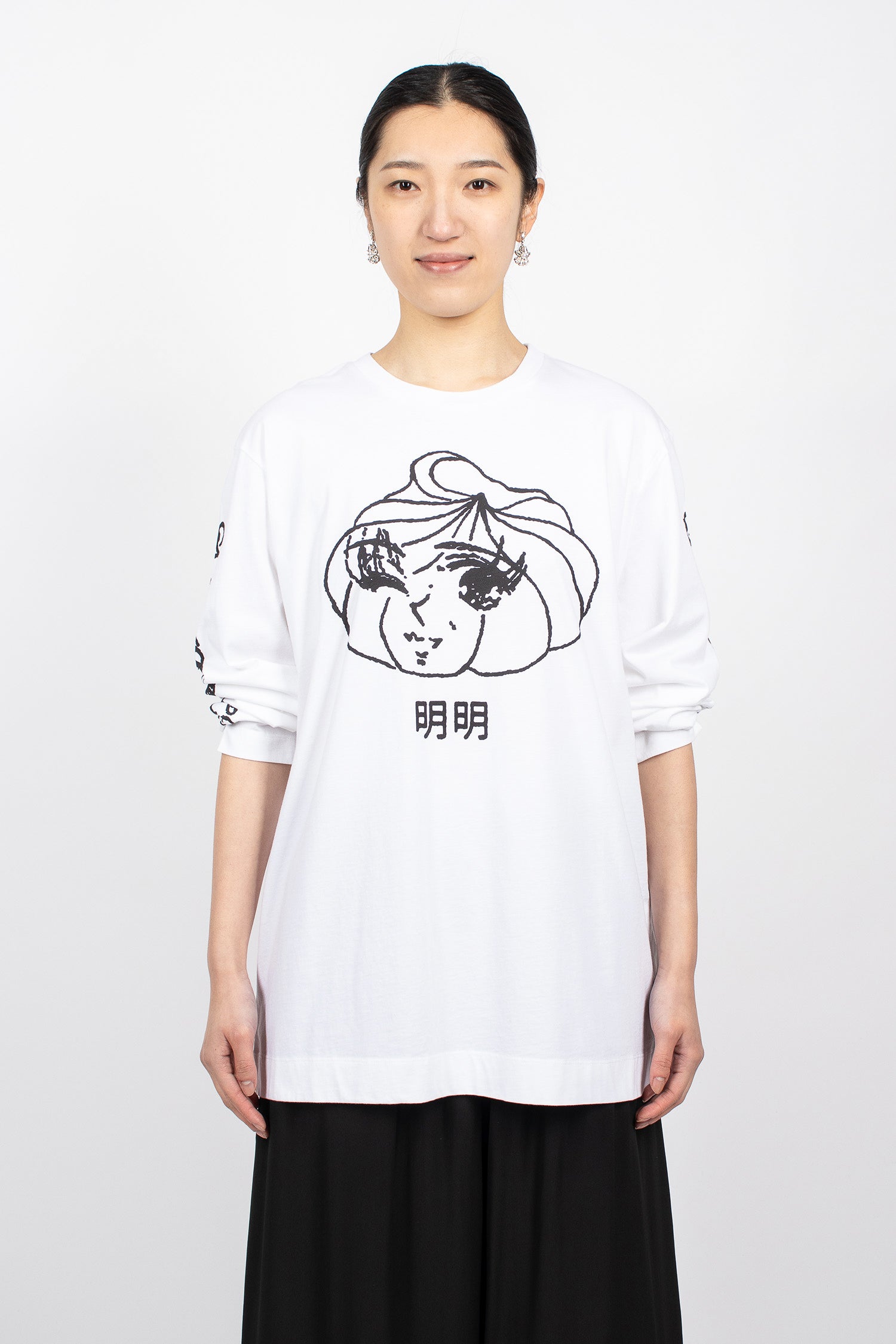 Dim Sum Logo Print T-Shirt White/Black