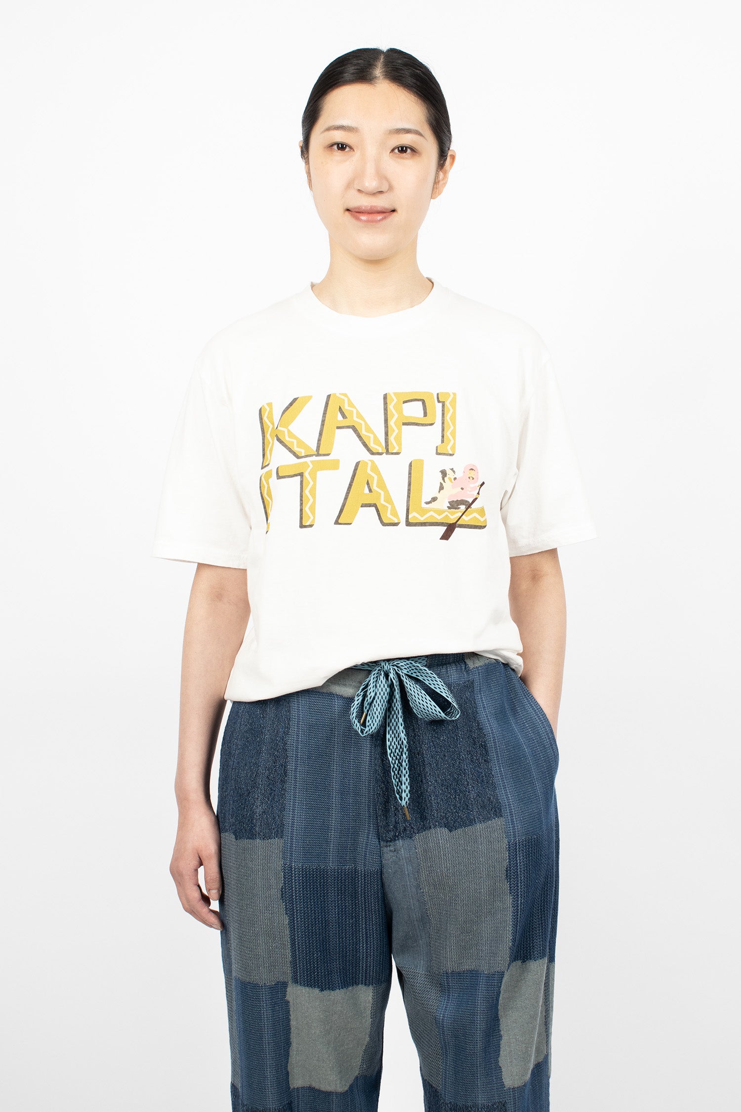 トップス Kapital Sailor Collar Print Long T-shirt Jersey Crew T-Shirt Canoe Kapital